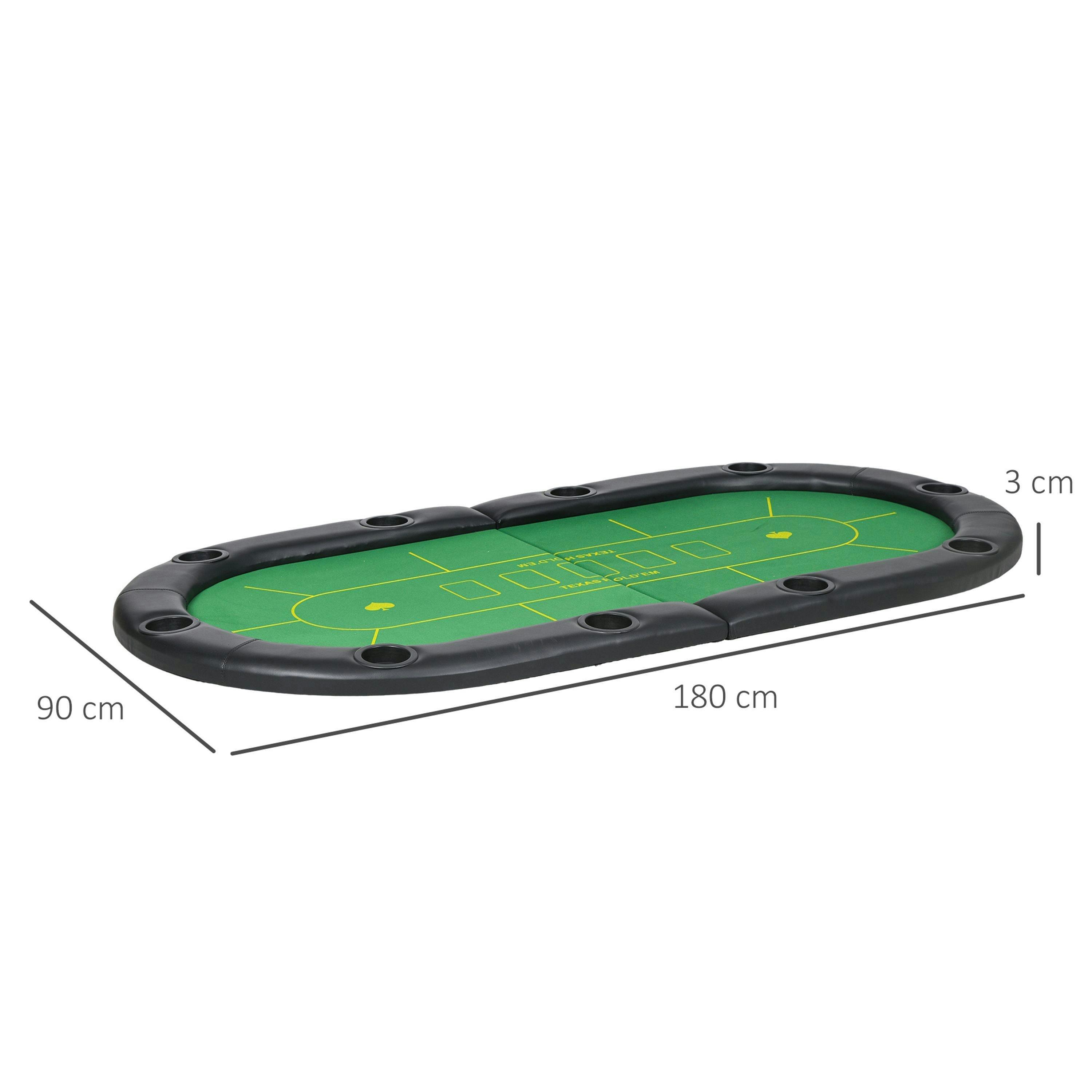 SPORTNOW Foldable Poker Mat, 10-Player Table Top with Cup Holders, Carry Bag , view 3 of 5