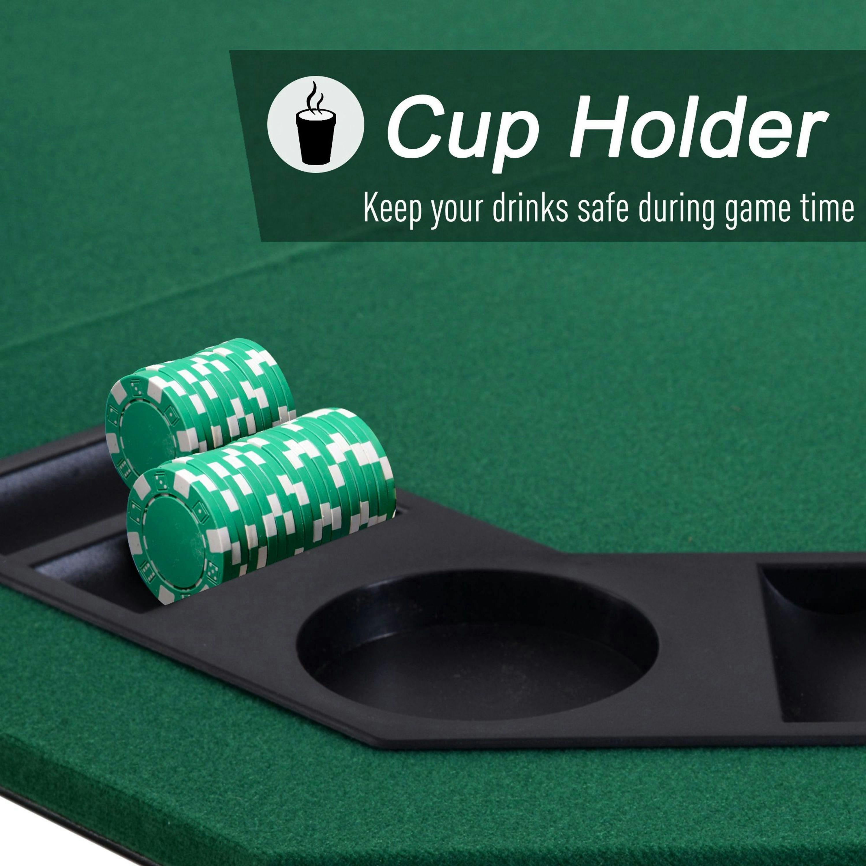 HOMCOM 1.2m/48 Inches Foldable Poker Table Top 8 Players Blackjack Chip Trays , view 4 of 5