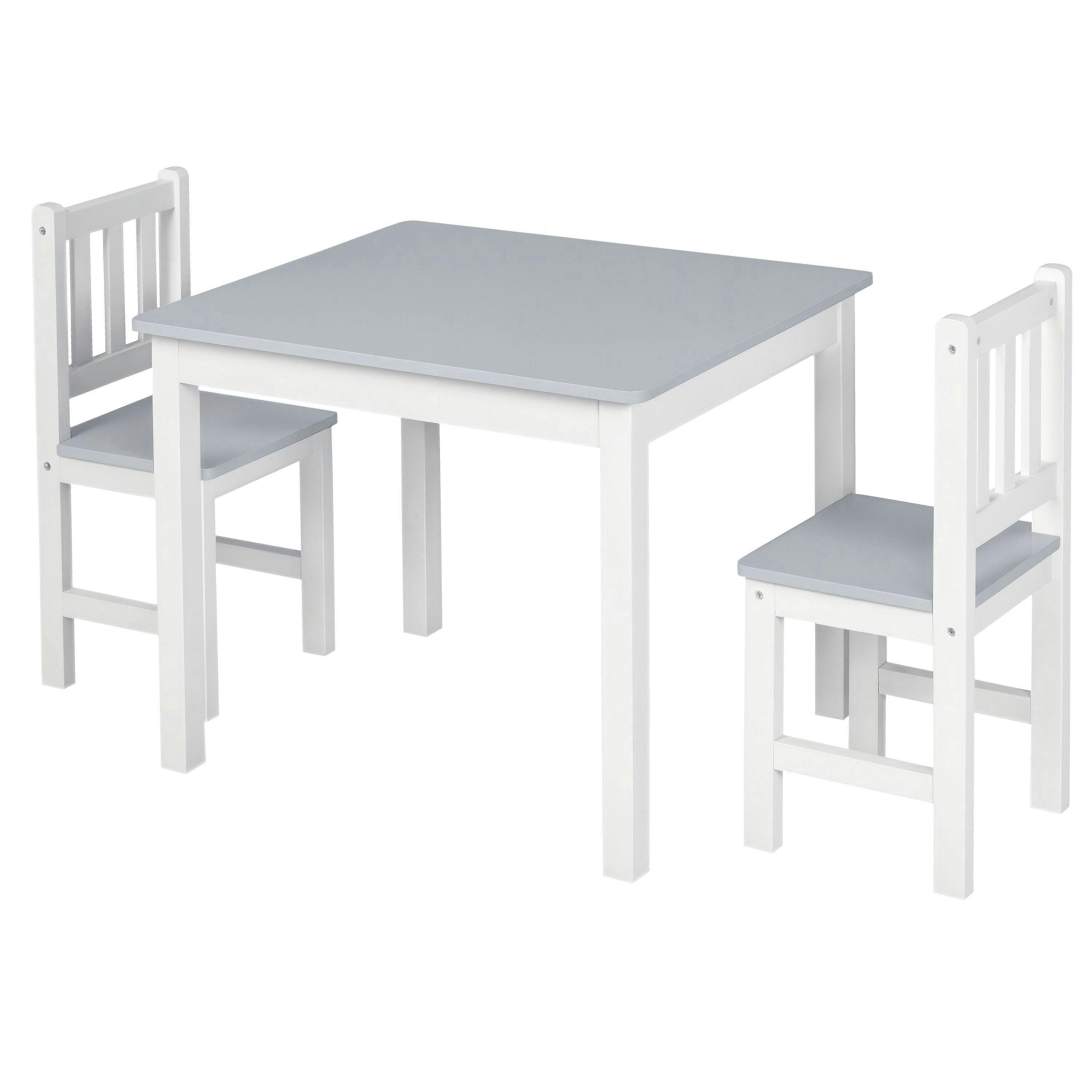 HOMCOM Kids Table and 2 Chairs Set 3 Pieces Toddler Multi-usage Desk Indoor Grey , view 2 of 5