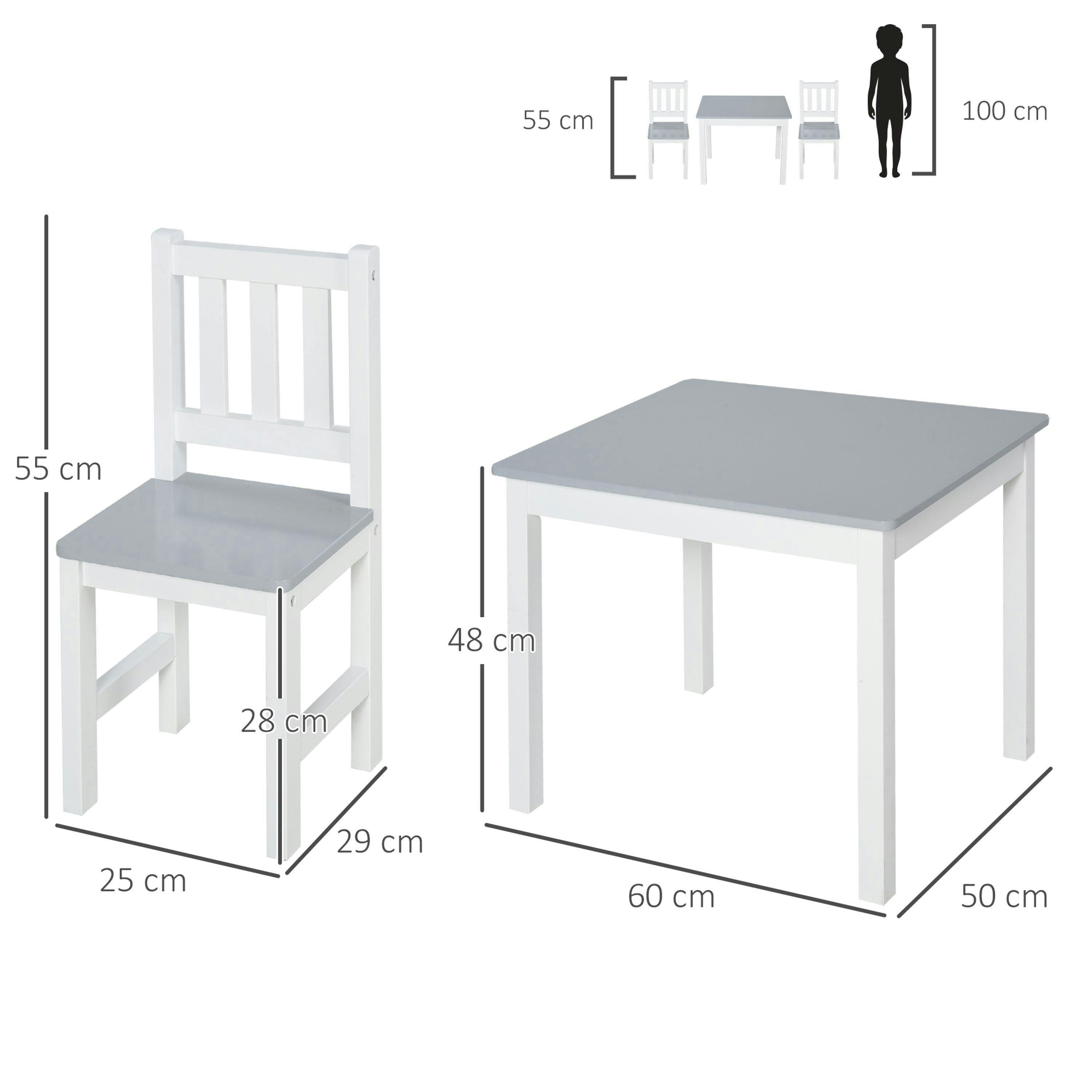 HOMCOM Kids Table and 2 Chairs Set 3 Pieces Toddler Multi-usage Desk Indoor Grey , view 3 of 5