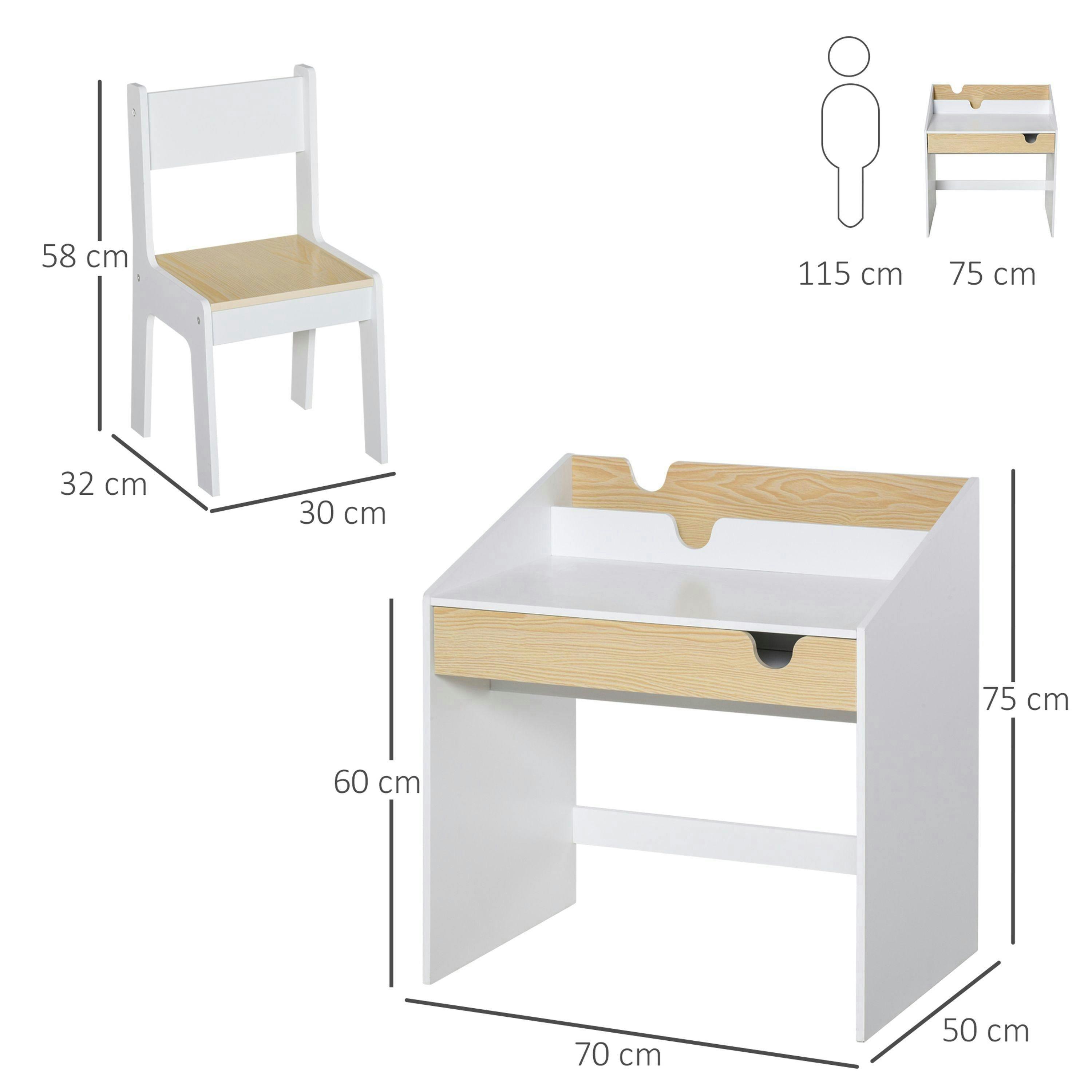 HOMCOM Two-Piece Kids Desk and Chair Set Children Study Table w/ Storage , view 3 of 5