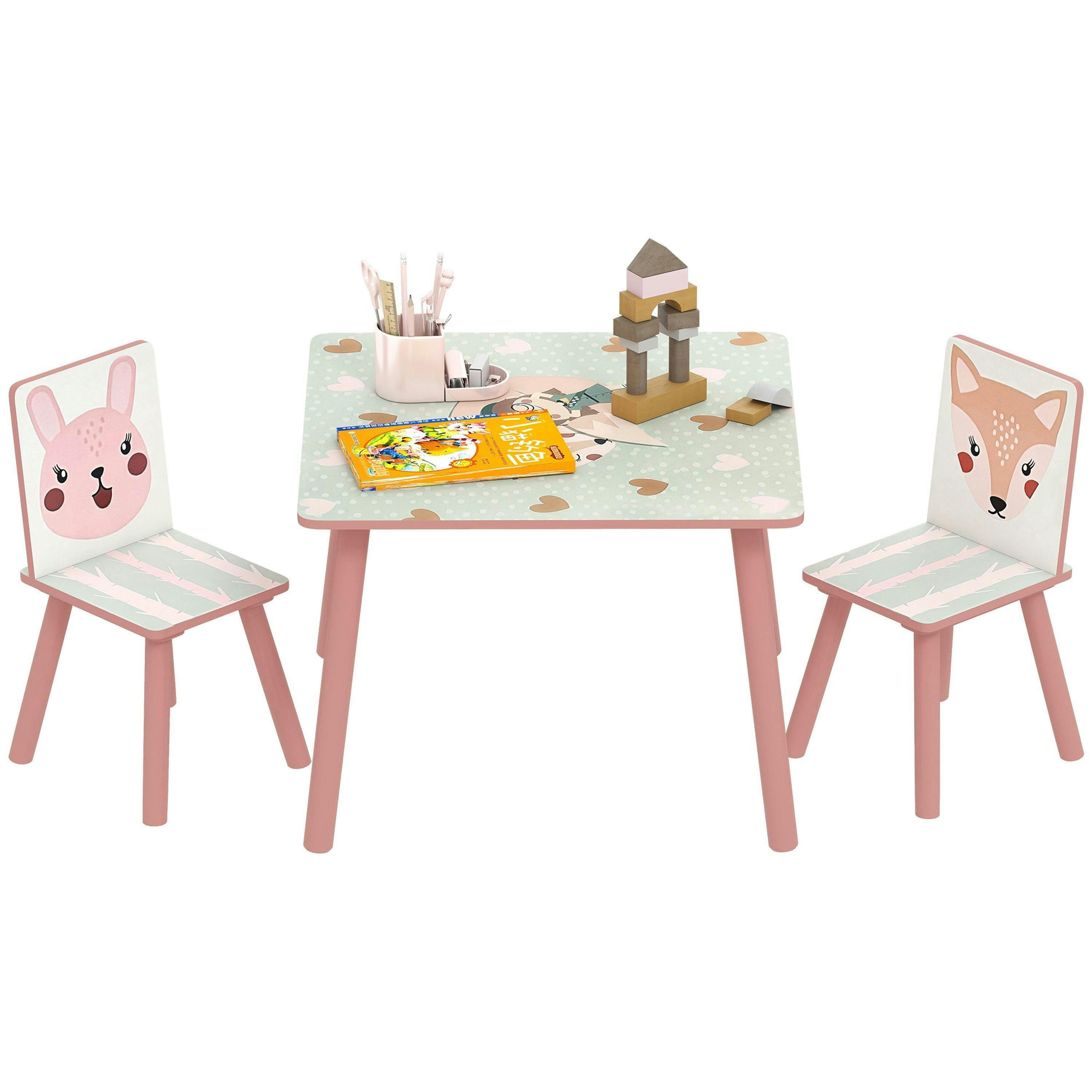 ZONEKIZ Kids Table and Chairs, Children Desk with 2 Chairs , view 2 of 5