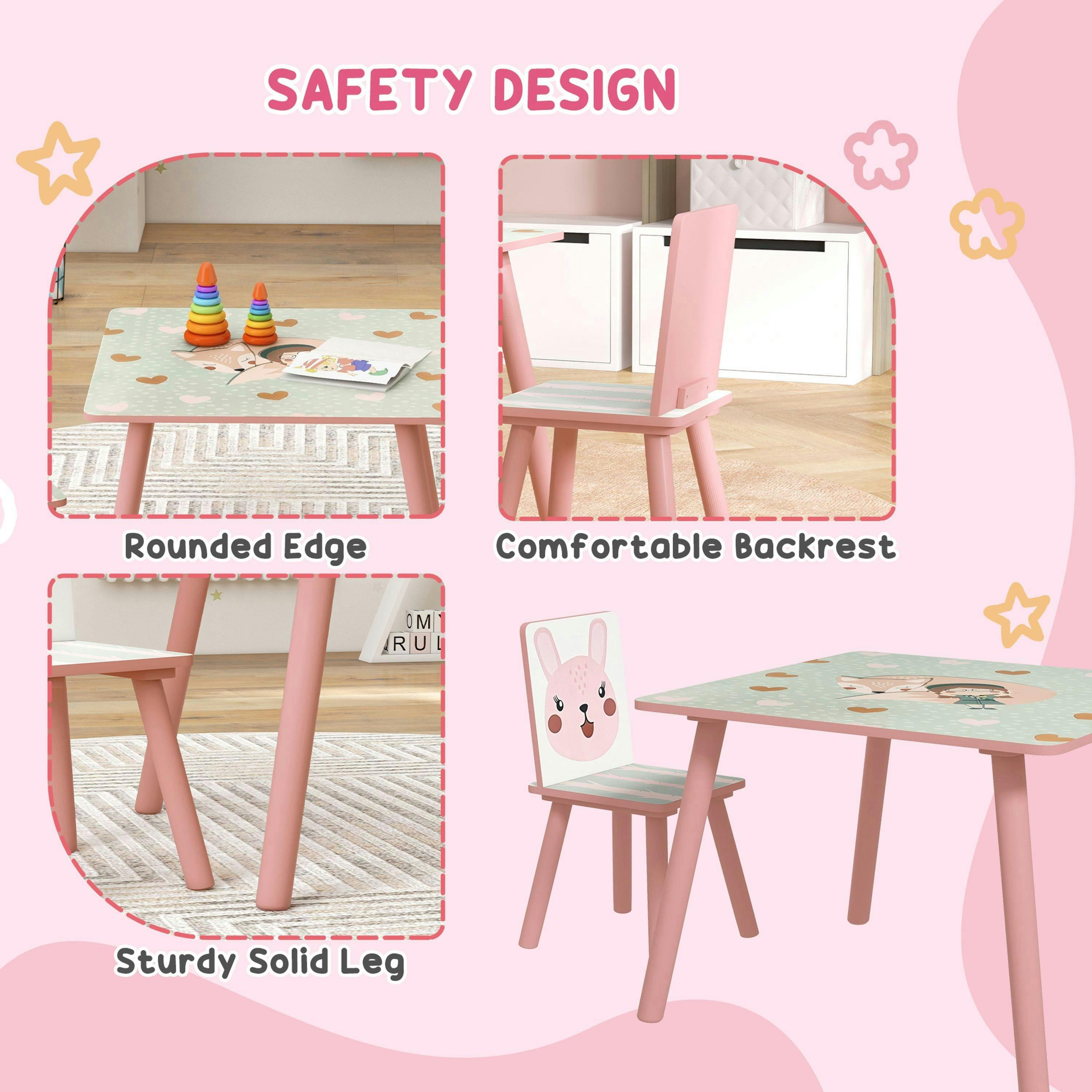 ZONEKIZ Kids Table and Chairs, Children Desk with 2 Chairs , view 5 of 5