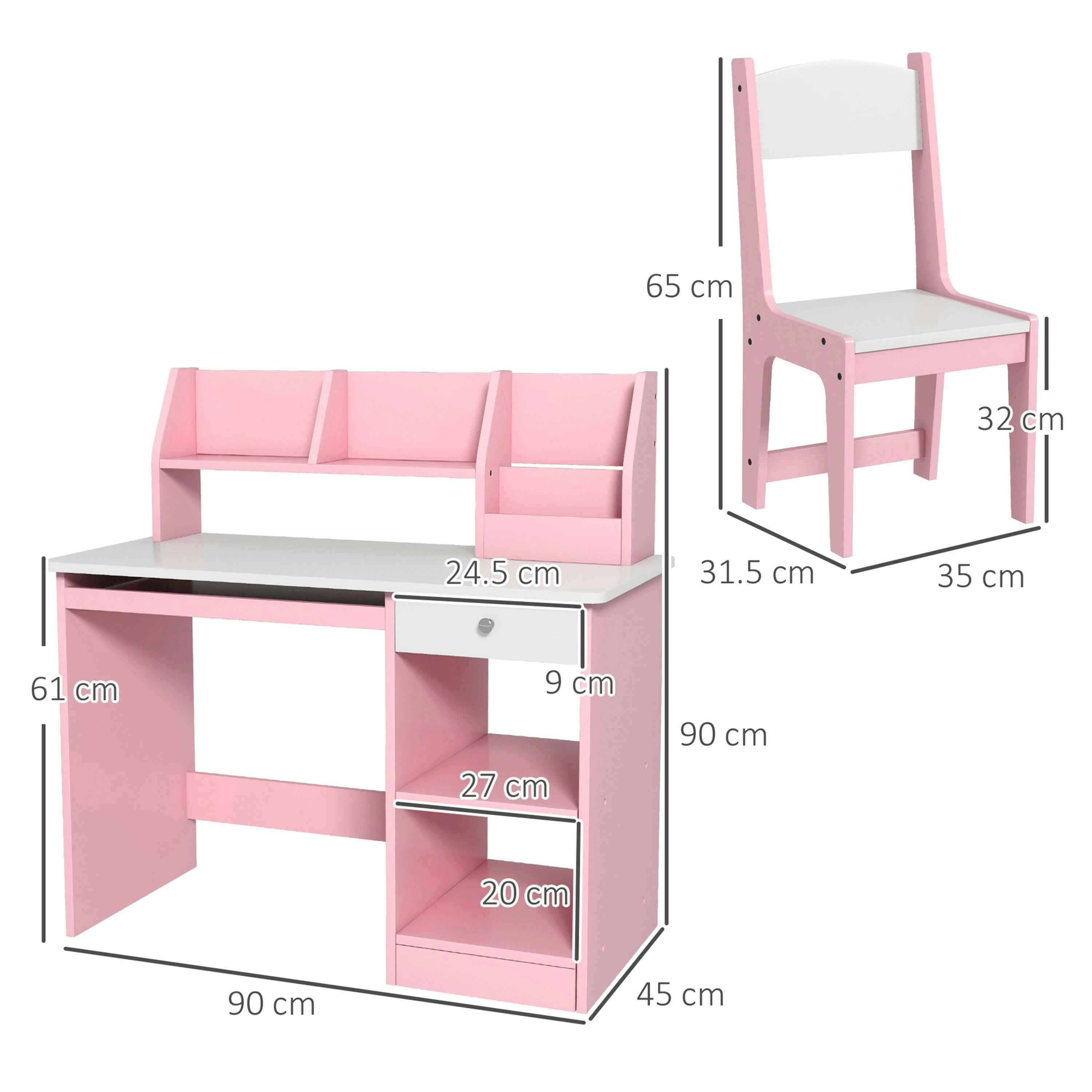 ZONEKIZ Kids Desk and Chair Set with Storage, for Ages 5-8 Years , view 3 of 5