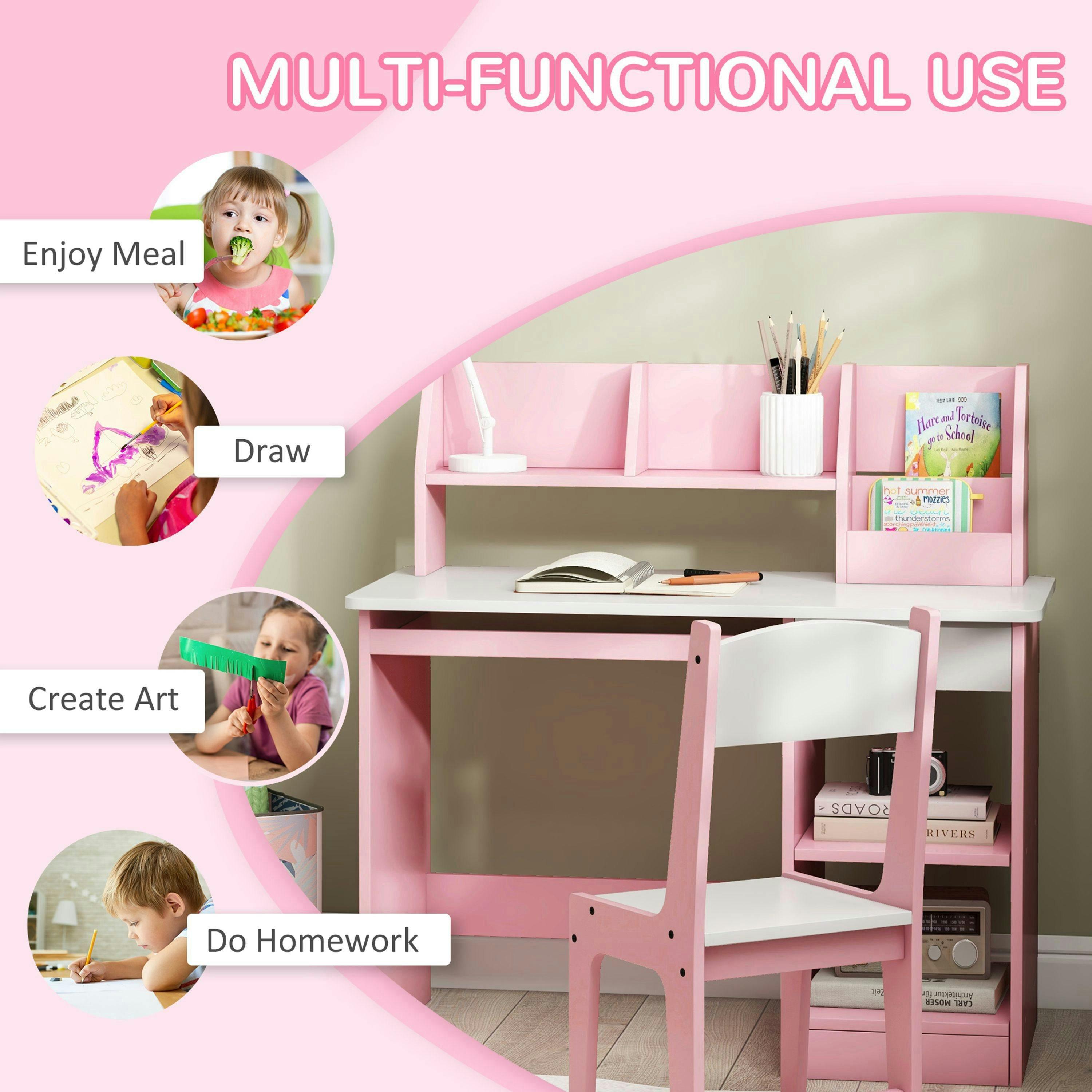 ZONEKIZ Kids Desk and Chair Set with Storage, for Ages 5-8 Years , view 5 of 5
