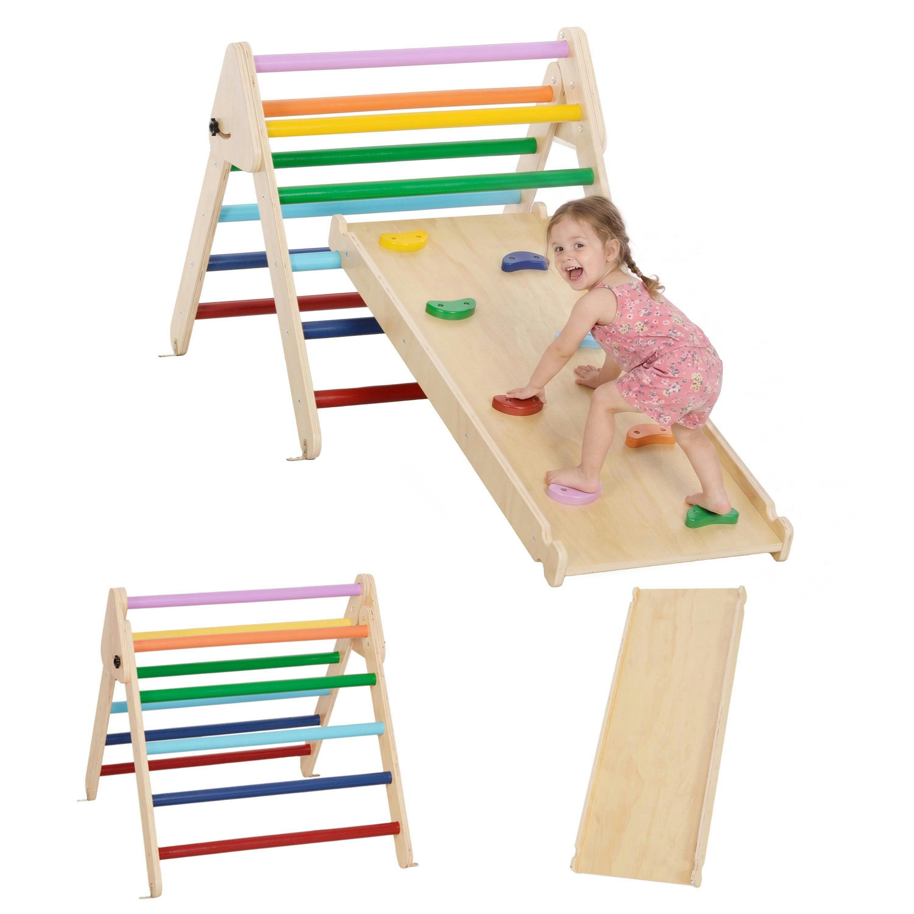 AIYAPLAY Toddler Climbing Frame, Wooden Indoor Play Triangle Set , view 2 of 5