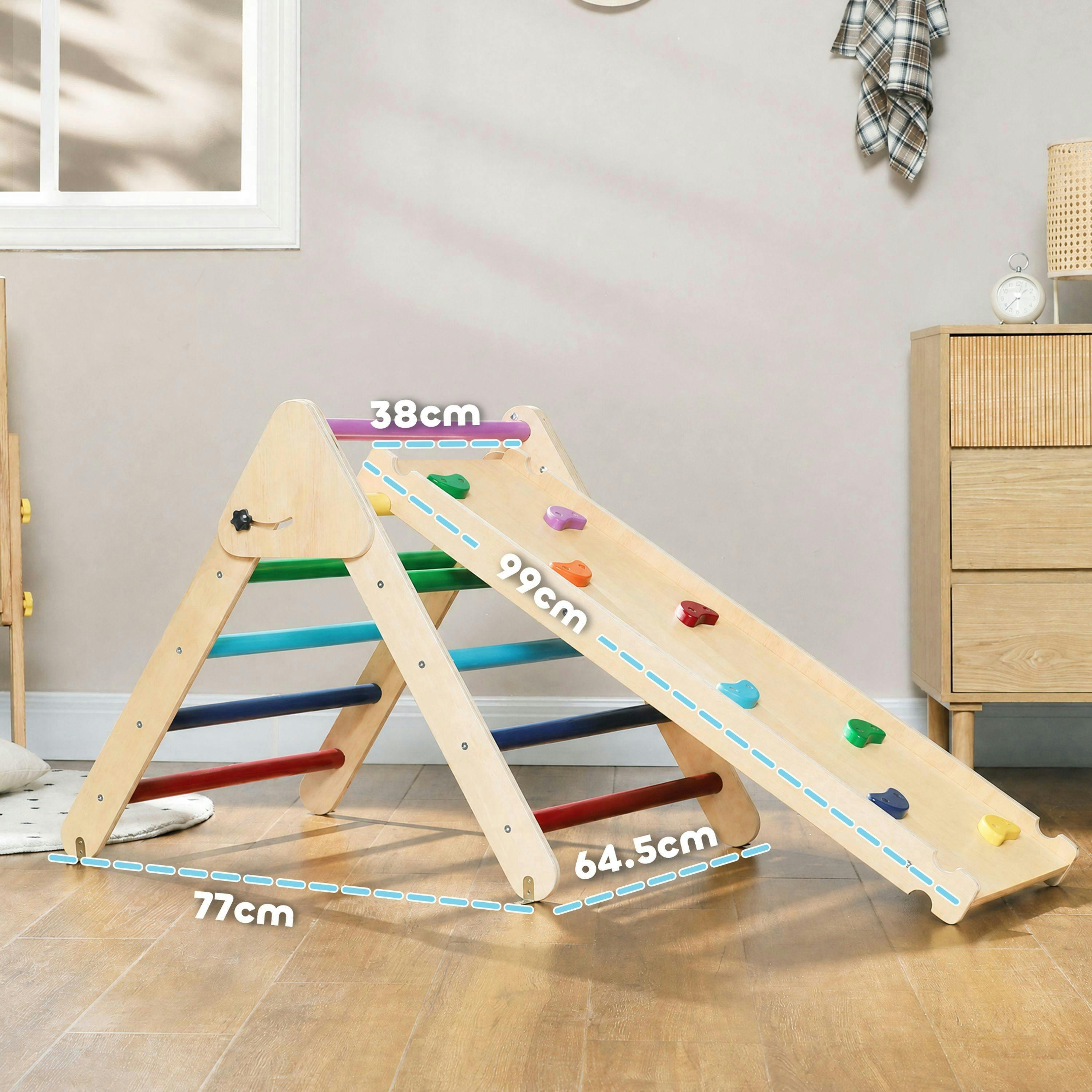 AIYAPLAY Toddler Climbing Frame, Wooden Indoor Play Triangle Set , view 3 of 5