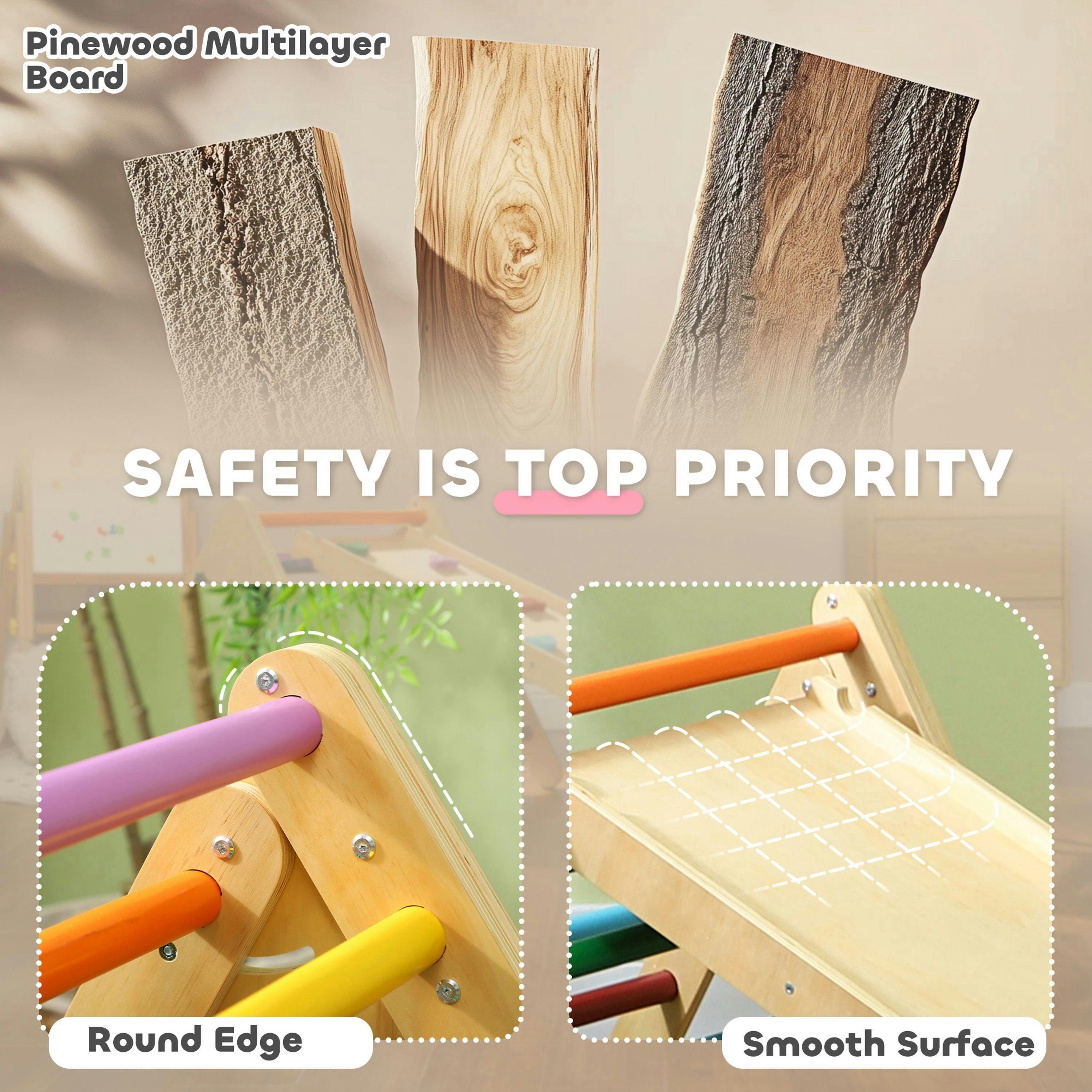 AIYAPLAY Toddler Climbing Frame, Wooden Indoor Play Triangle Set , view 5 of 5