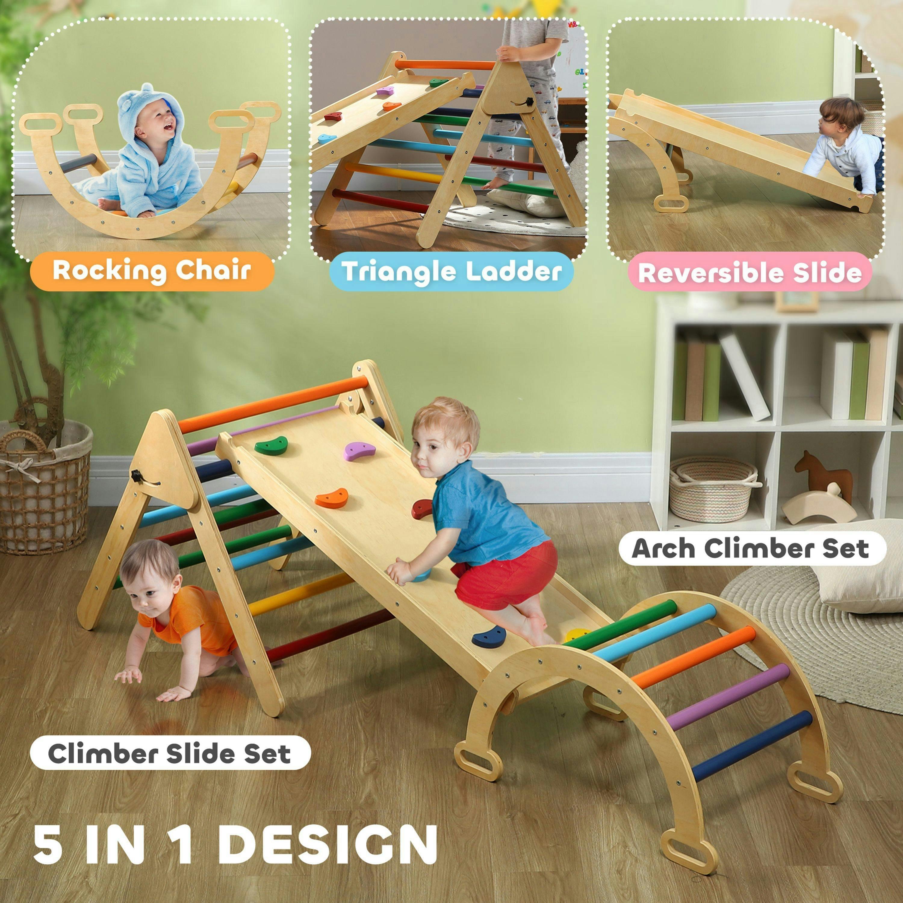 AIYAPLAY 5-in-1 Toddler Climbing Frame with Ramp, Arch, for 18-48 Months , view 4 of 5