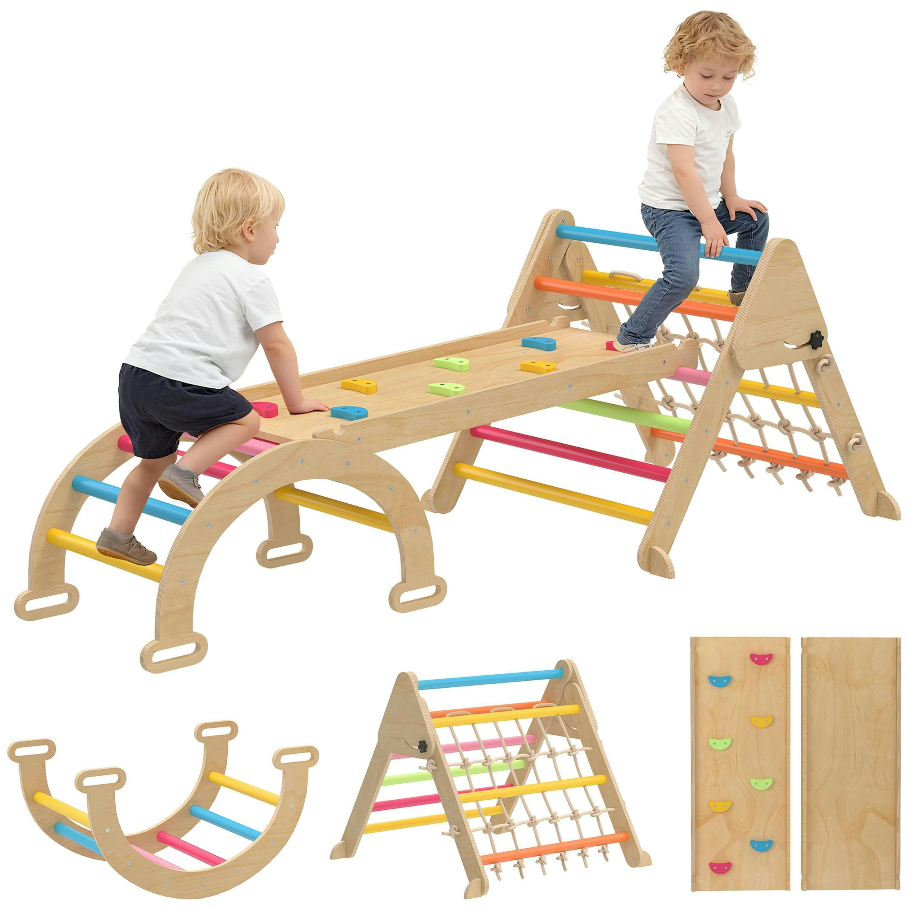 AIYAPLAY 8-in-1 Toddler Climbing Frame, Play Triangle Set, Multicolour , view 2 of 5