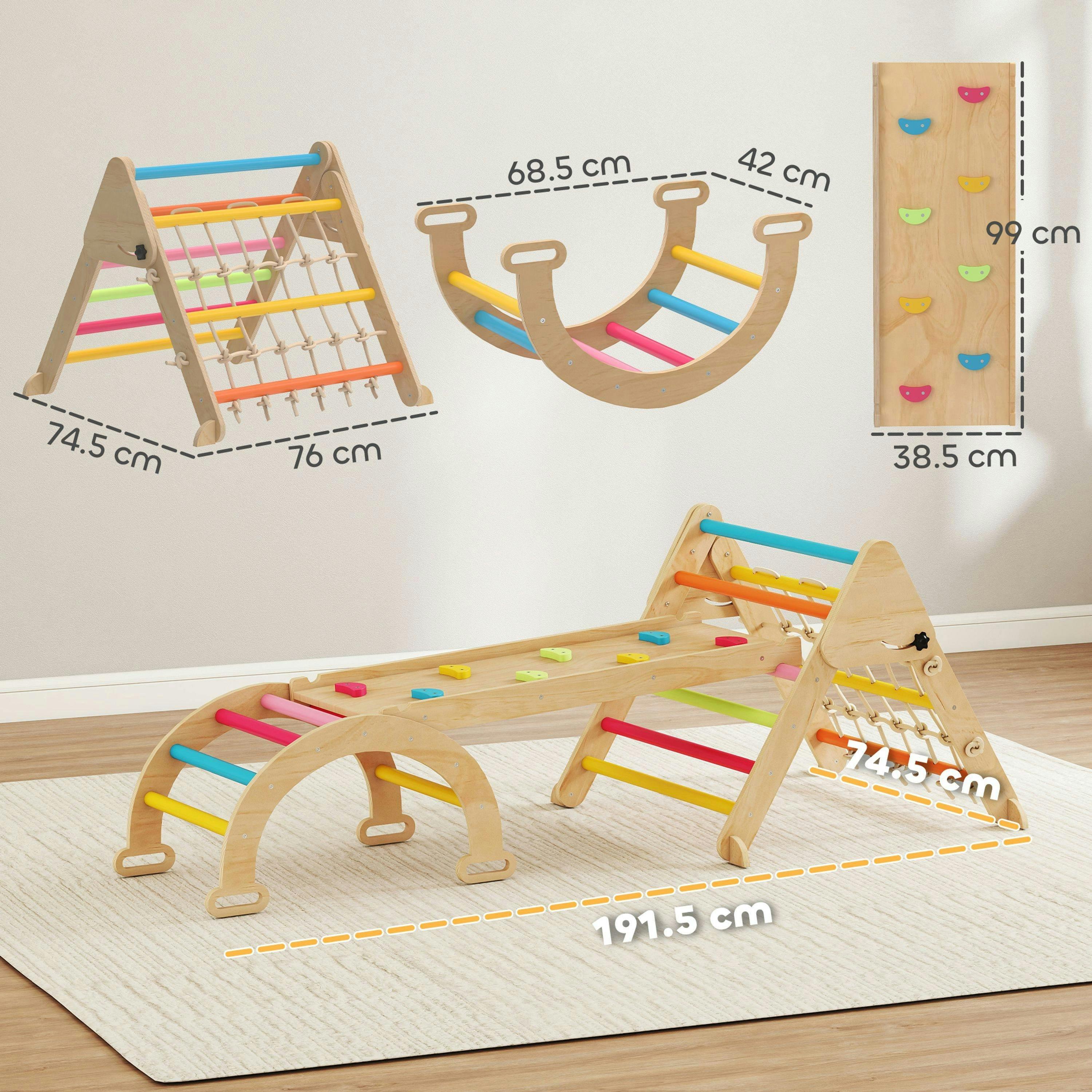 AIYAPLAY 8-in-1 Toddler Climbing Frame, Play Triangle Set, Multicolour , view 3 of 5