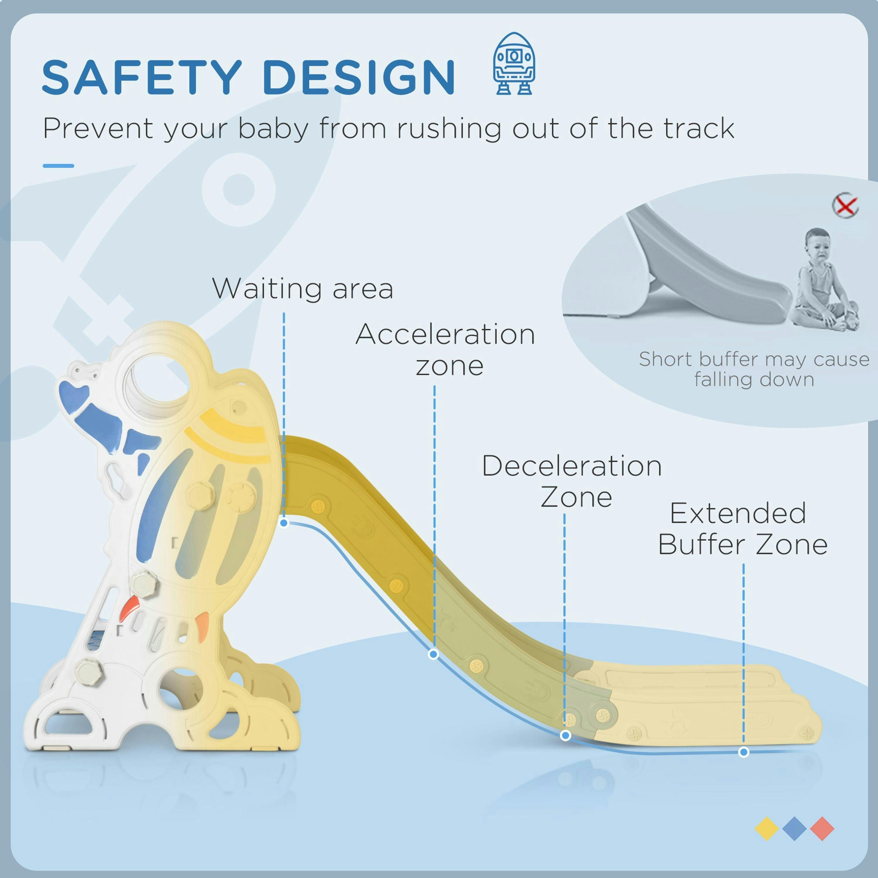 AIYAPLAY Baby Slide Freestanding Slide for Kids 1.5-3 Years Space Theme, Blue , view 4 of 5