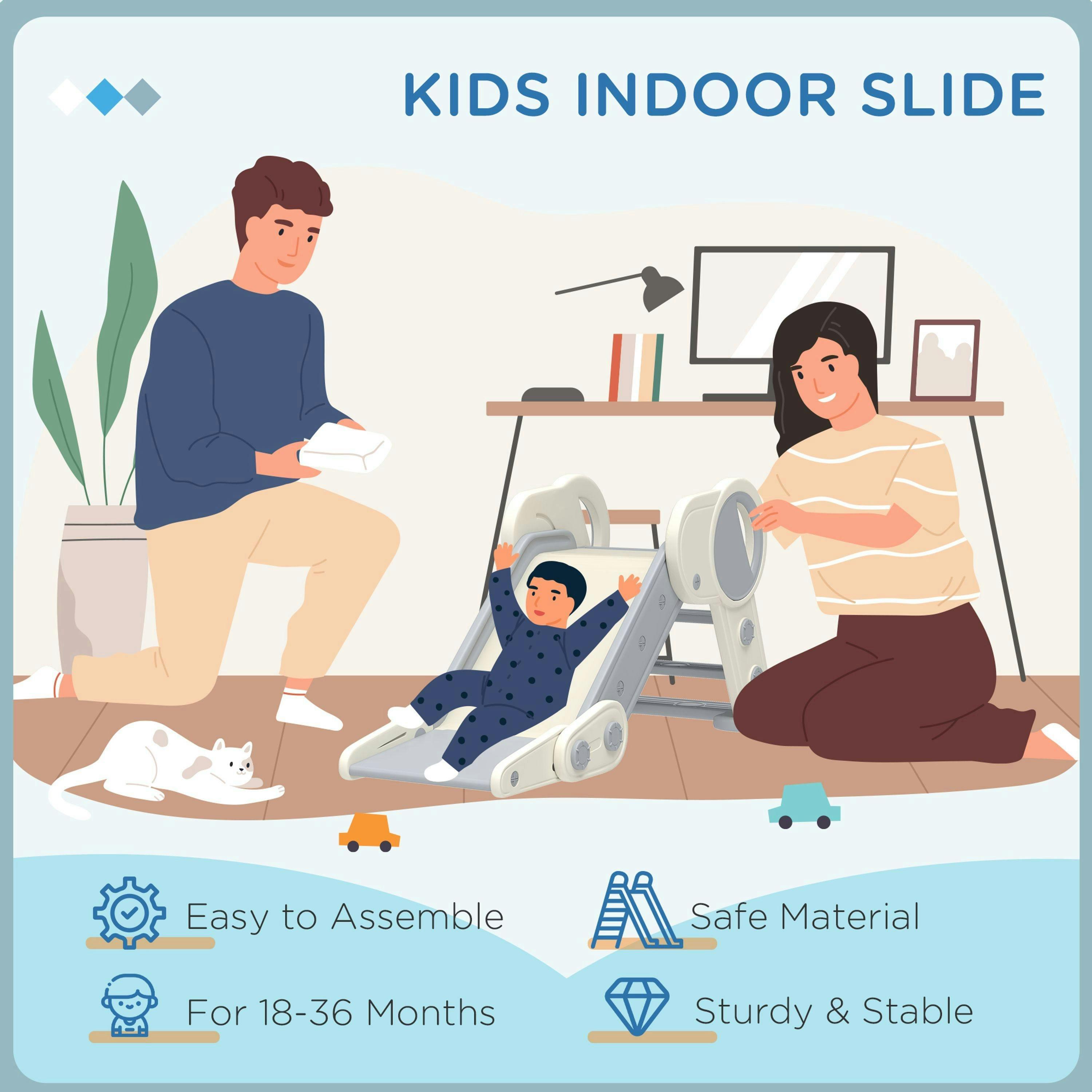 AIYAPLAY Foldable Kids Slide, Baby Slide for 1.5-3 Years, Grey , view 5 of 5