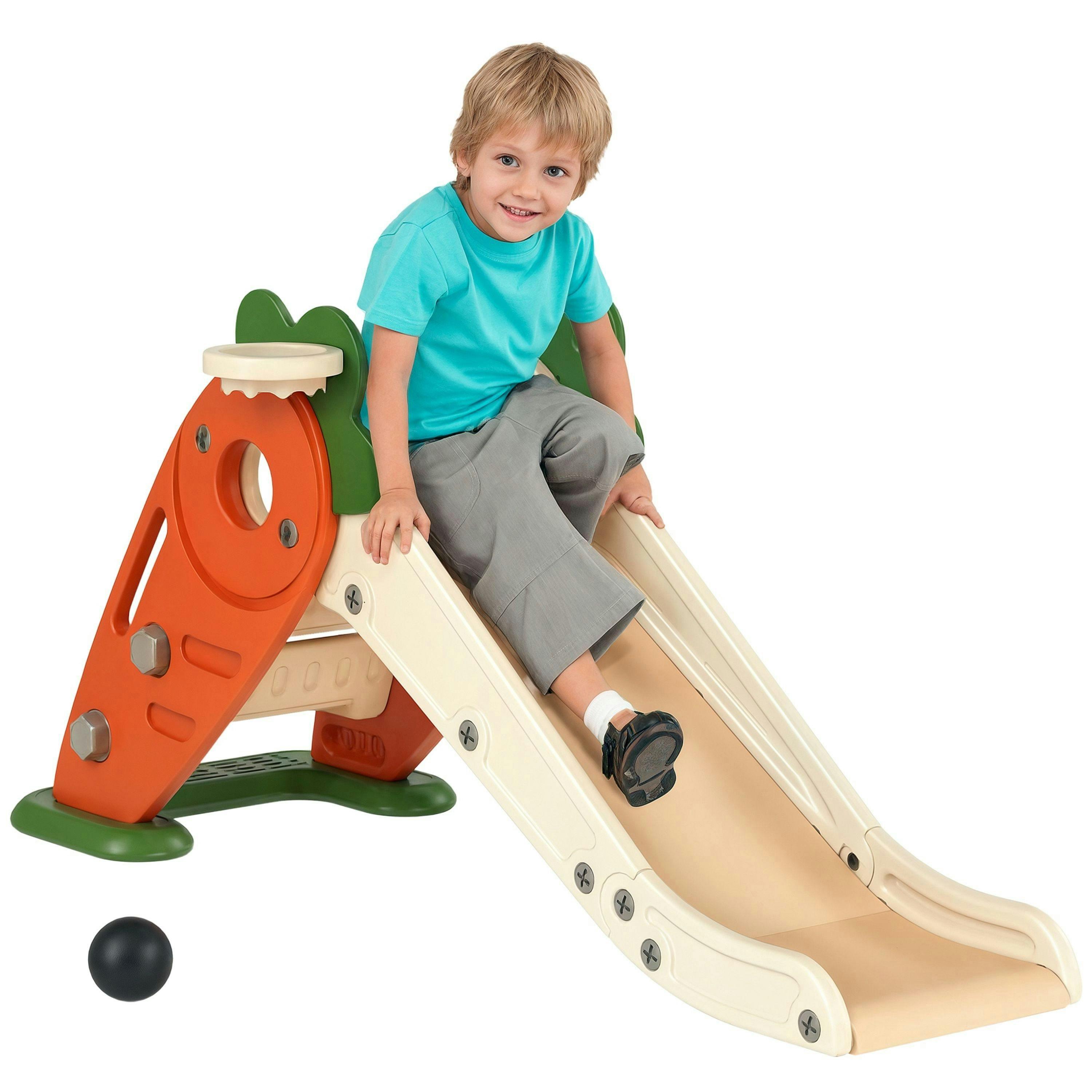 AIYAPLAY 3 in 1 Kids Slide, Carrot-themed Foldable Indoor Slide for 1-3 Years , view 2 of 5
