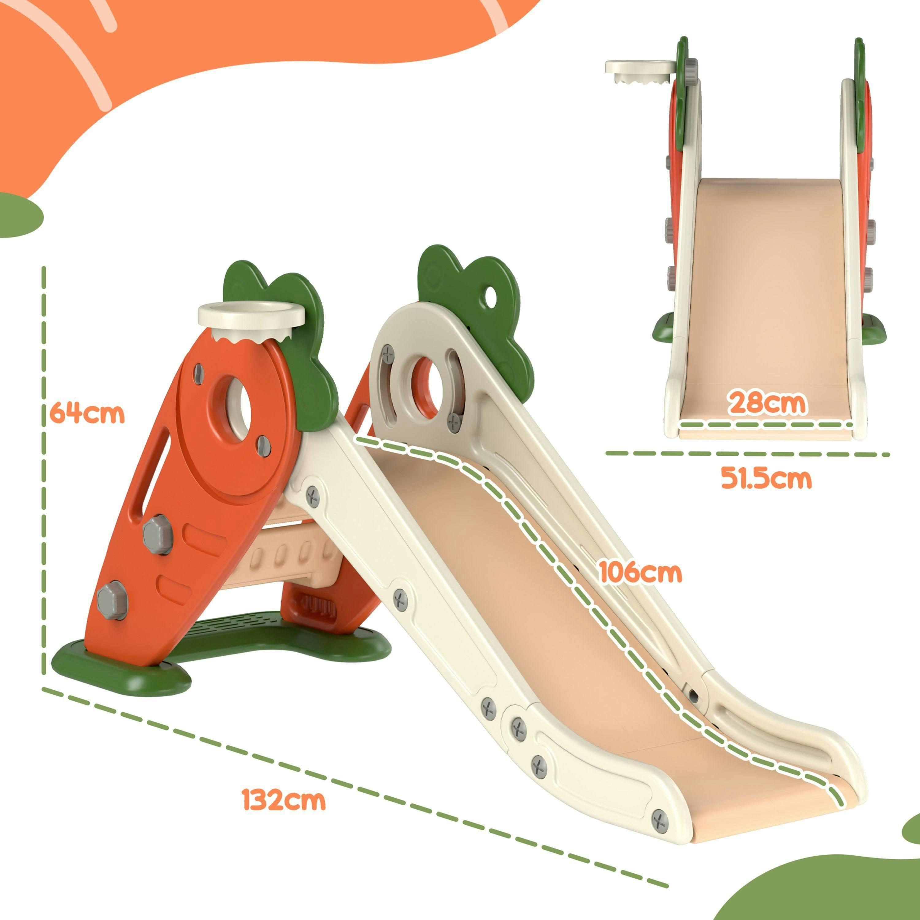 AIYAPLAY 3 in 1 Kids Slide, Carrot-themed Foldable Indoor Slide for 1-3 Years , view 3 of 5