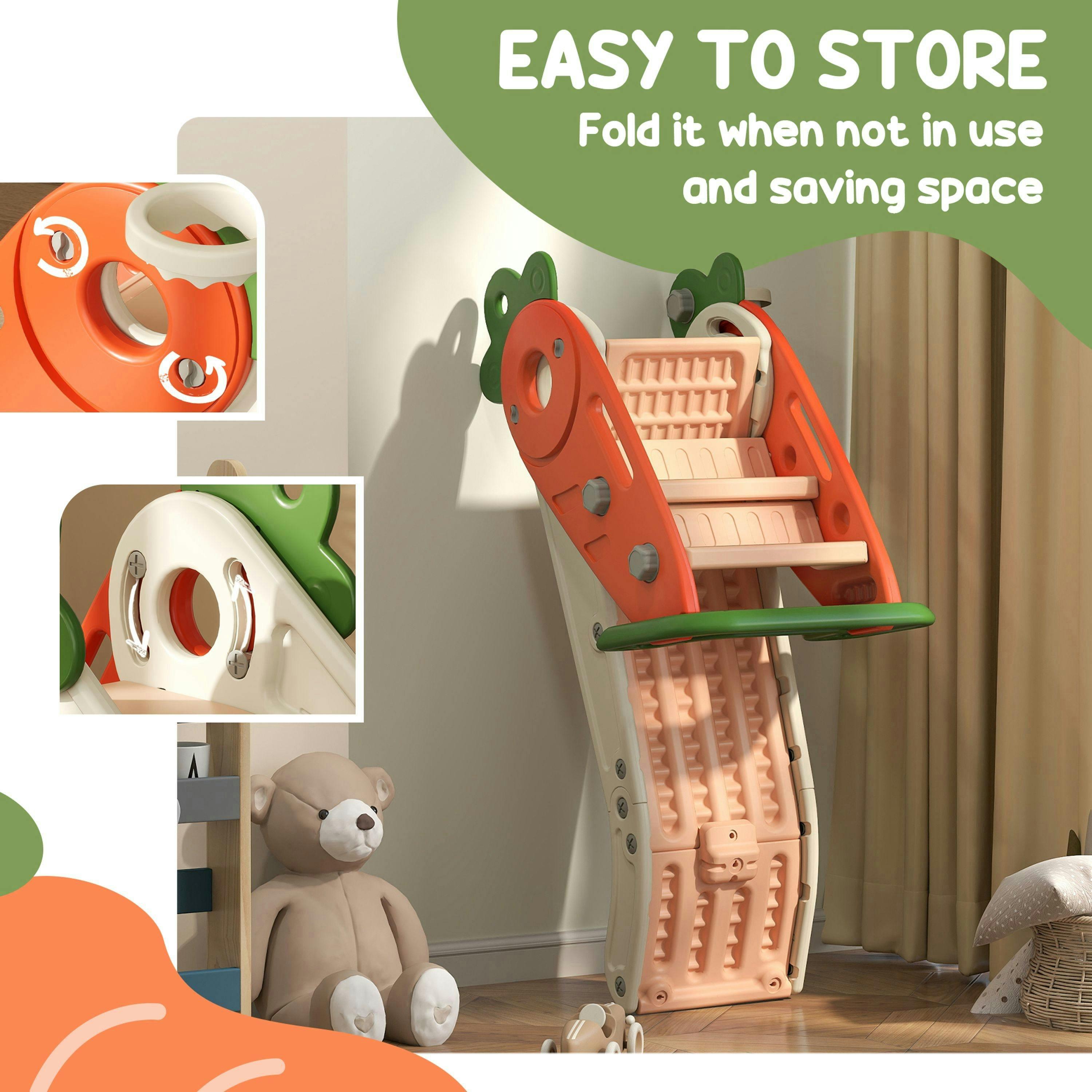 AIYAPLAY 3 in 1 Kids Slide, Carrot-themed Foldable Indoor Slide for 1-3 Years , view 5 of 5