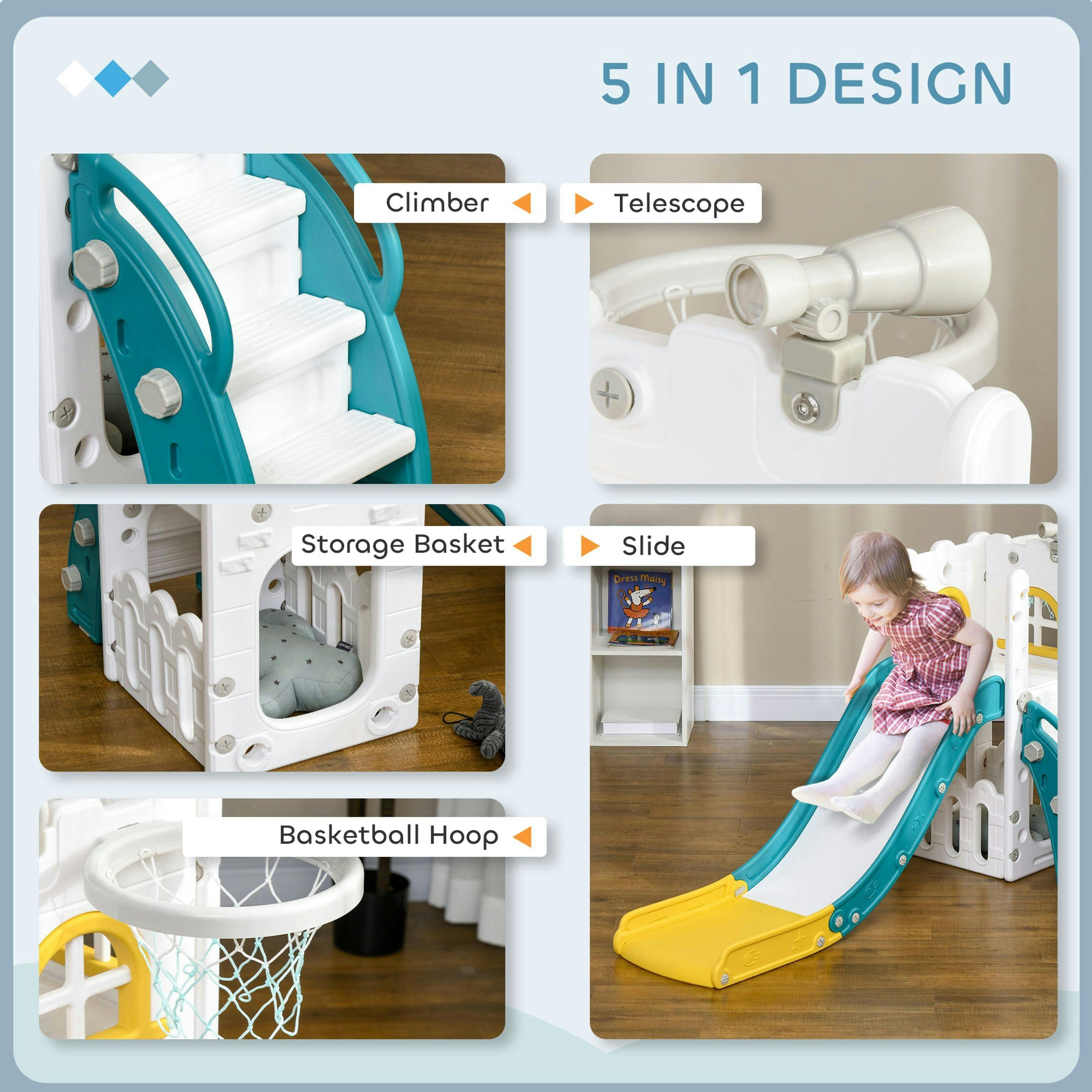 AIYAPLAY 5 in 1 Kids Slide for Indoor Use, for Toddlers 1-3 Years , view 4 of 5