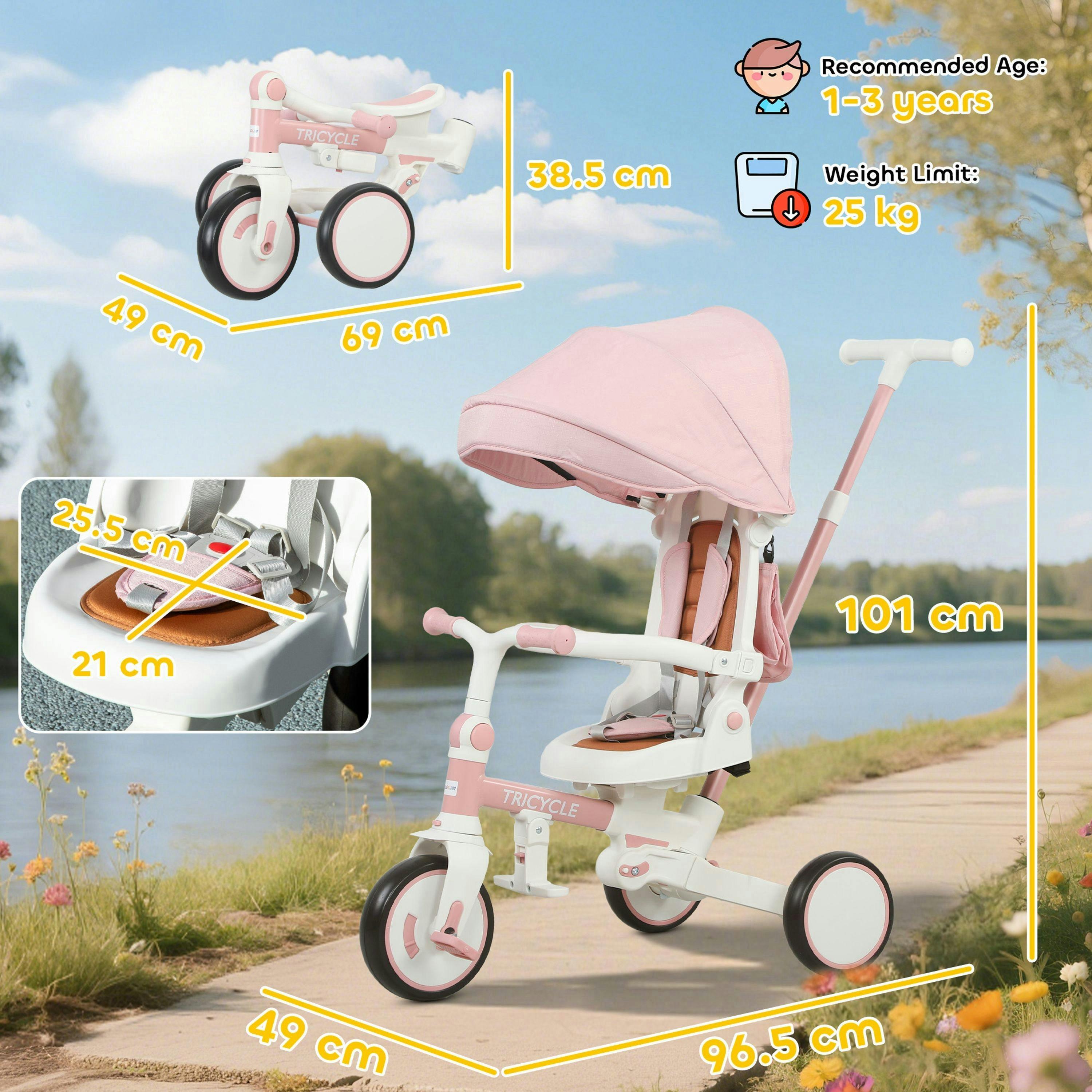 AIYAPLAY 5 in 1 Foldable Kids Trike, Toddler Tricycle for 1-3 Years , view 3 of 5