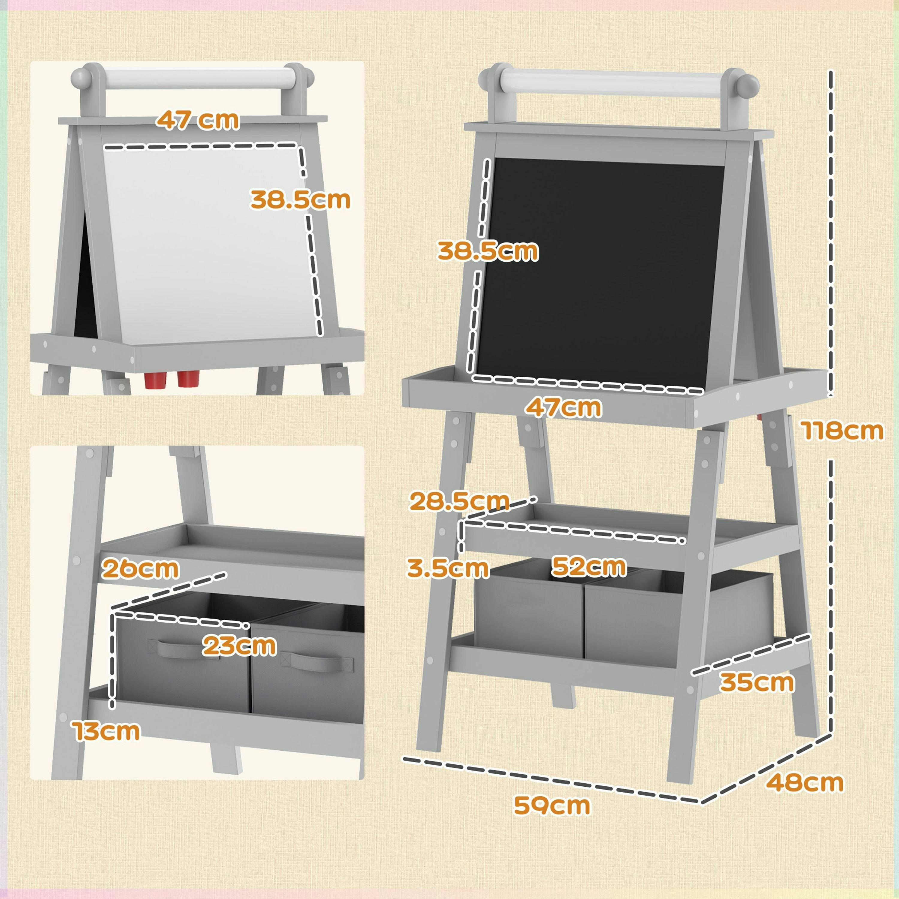 AIYAPLAY Double-Sided Art Easel for Kids w/ Paper Roll, Storage Baskets Green , view 3 of 5