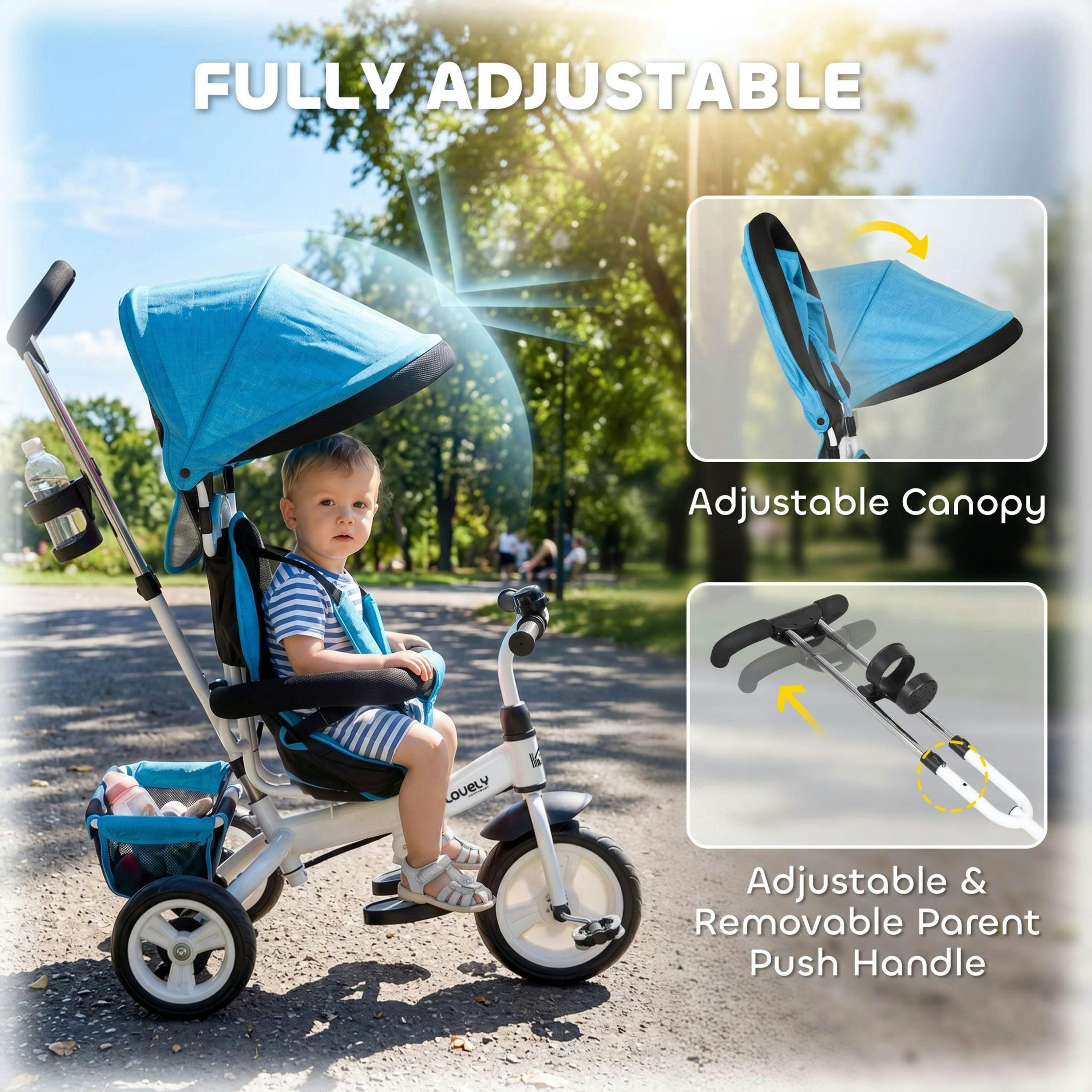HOMCOM 6 in 1 Kids Trike, Stroller with Parent Handle , view 5 of 5