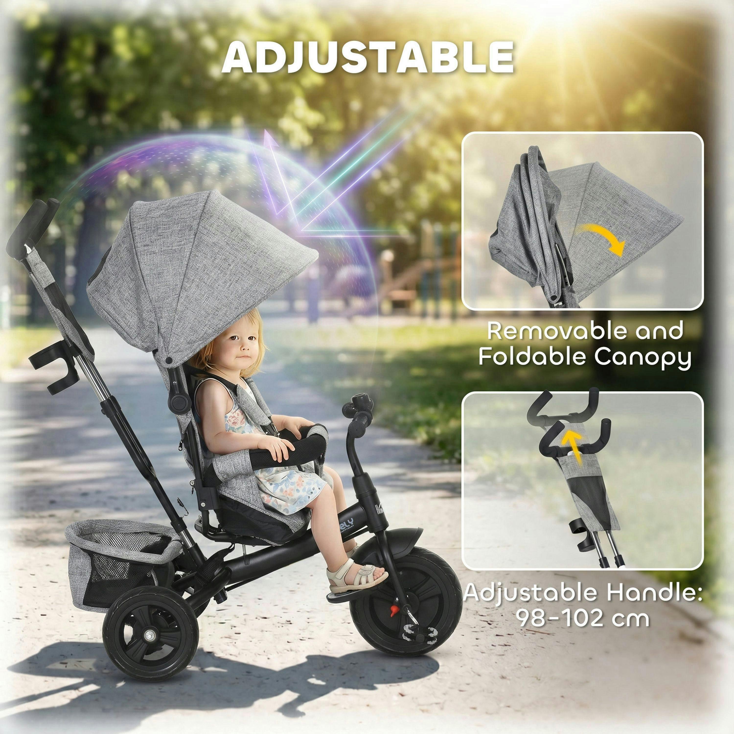 HOMCOM 6 in 1 Kids Trike, Stroller with Parent Handlee , view 5 of 5
