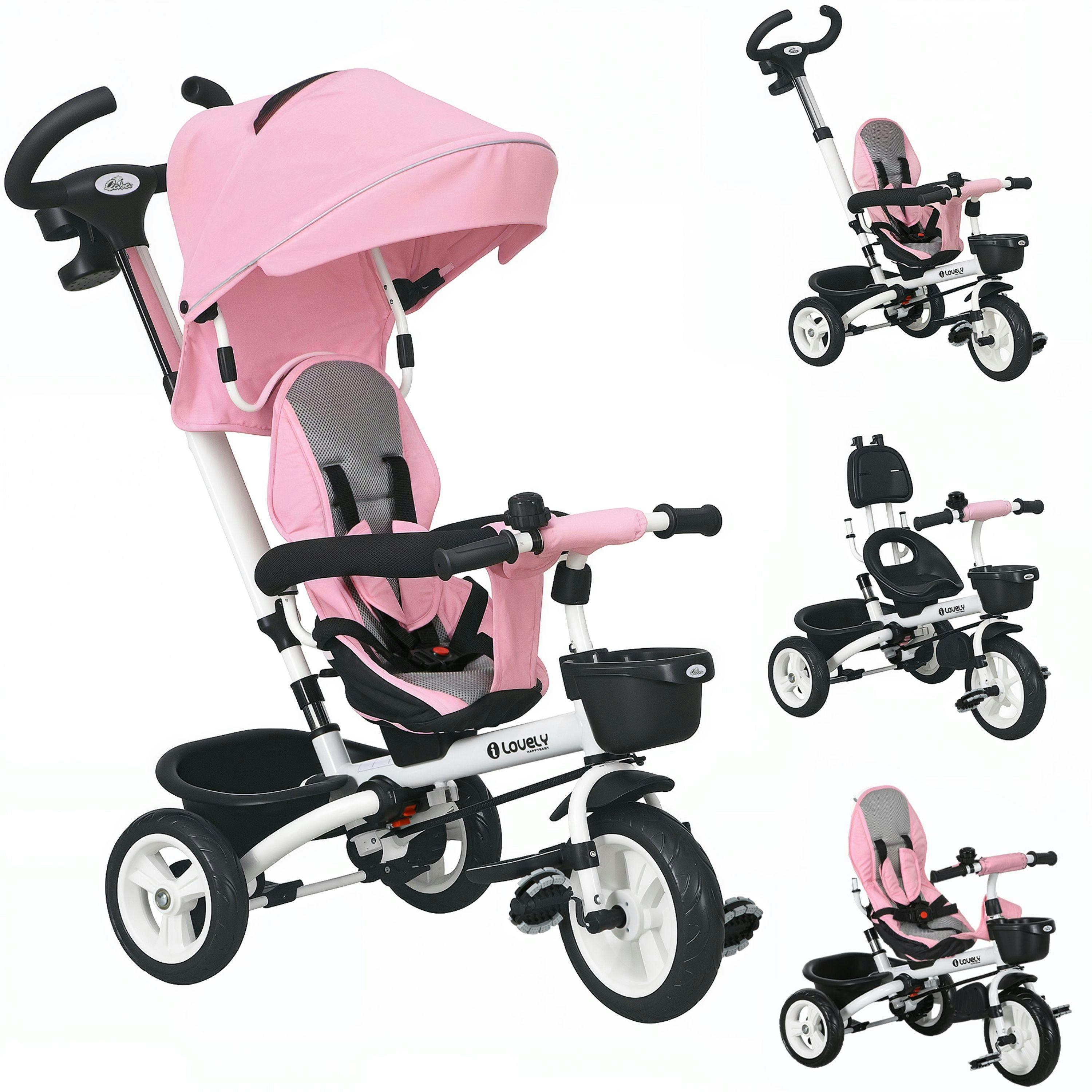 HOMCOM 6 in 1 Trike for Toddler 1-5 Years with Parent Handle , view 2 of 5