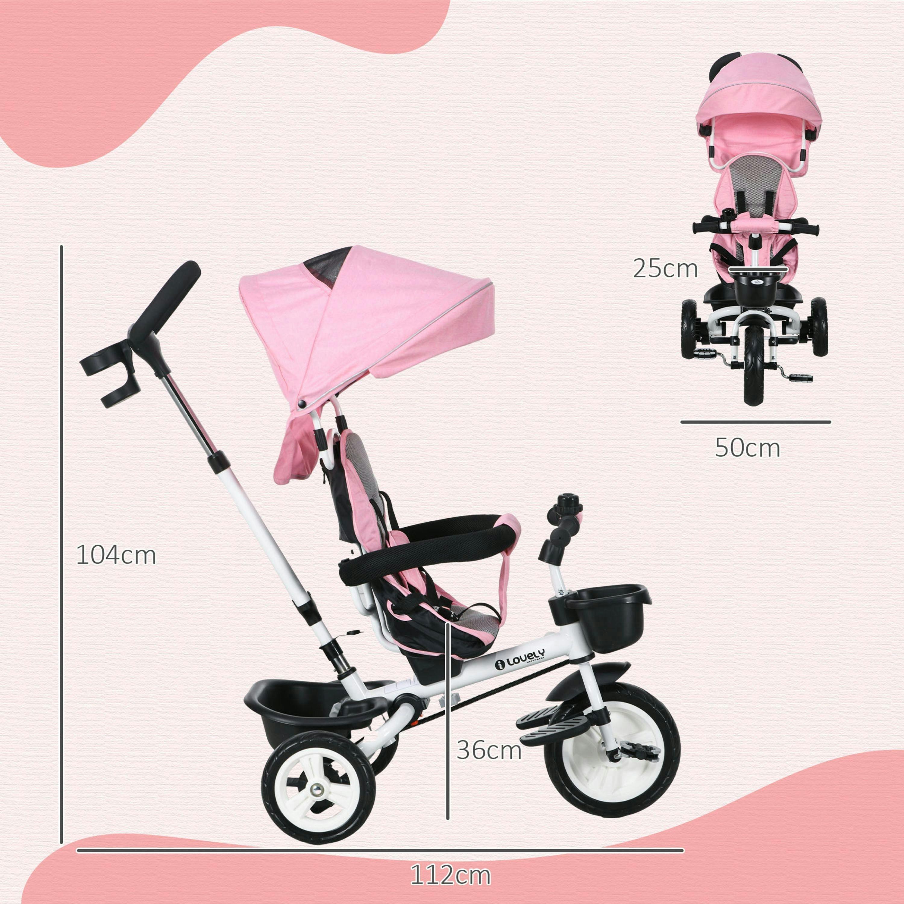 HOMCOM 6 in 1 Trike for Toddler 1-5 Years with Parent Handle , view 3 of 5