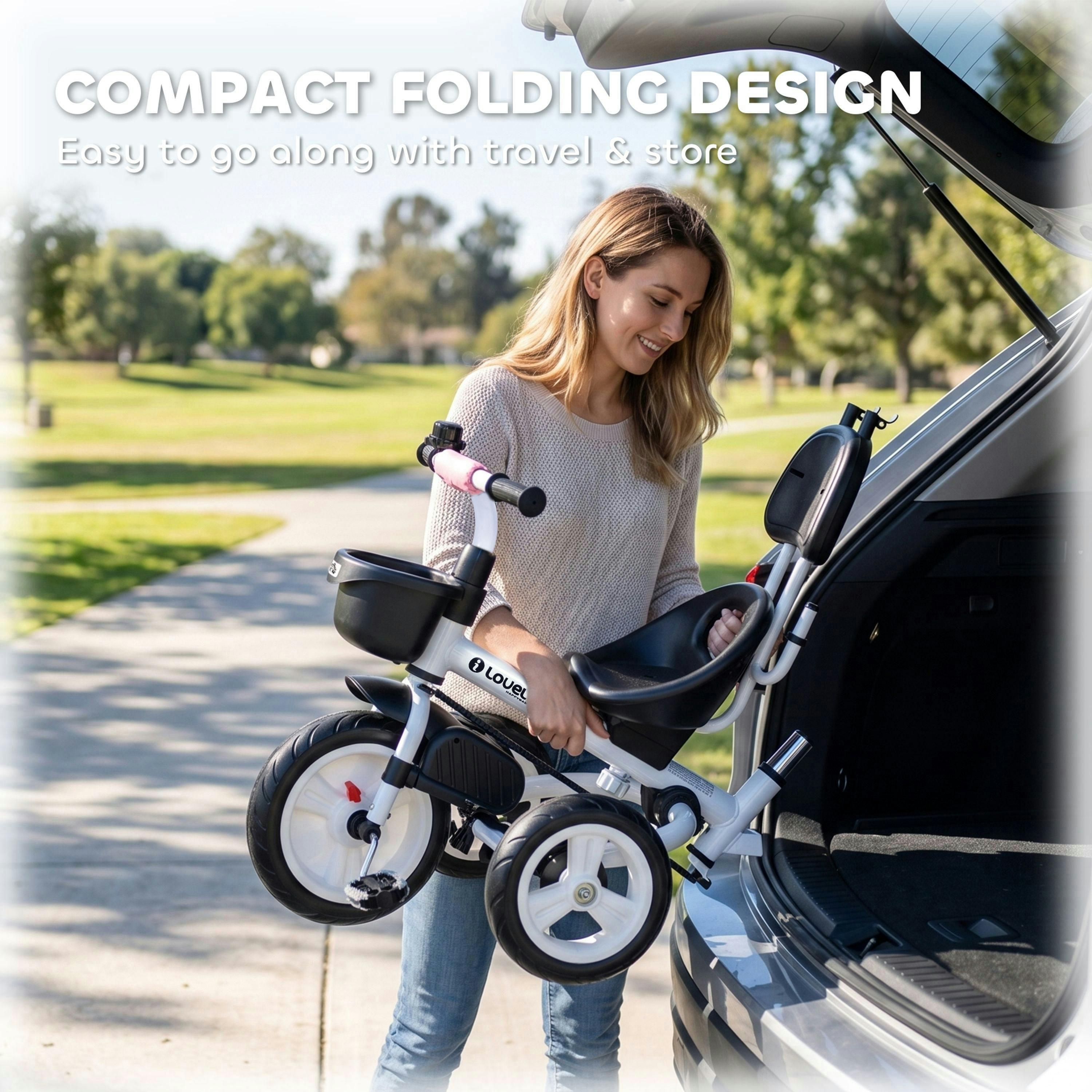 HOMCOM 6 in 1 Trike for Toddler 1-5 Years with Parent Handle , view 5 of 5