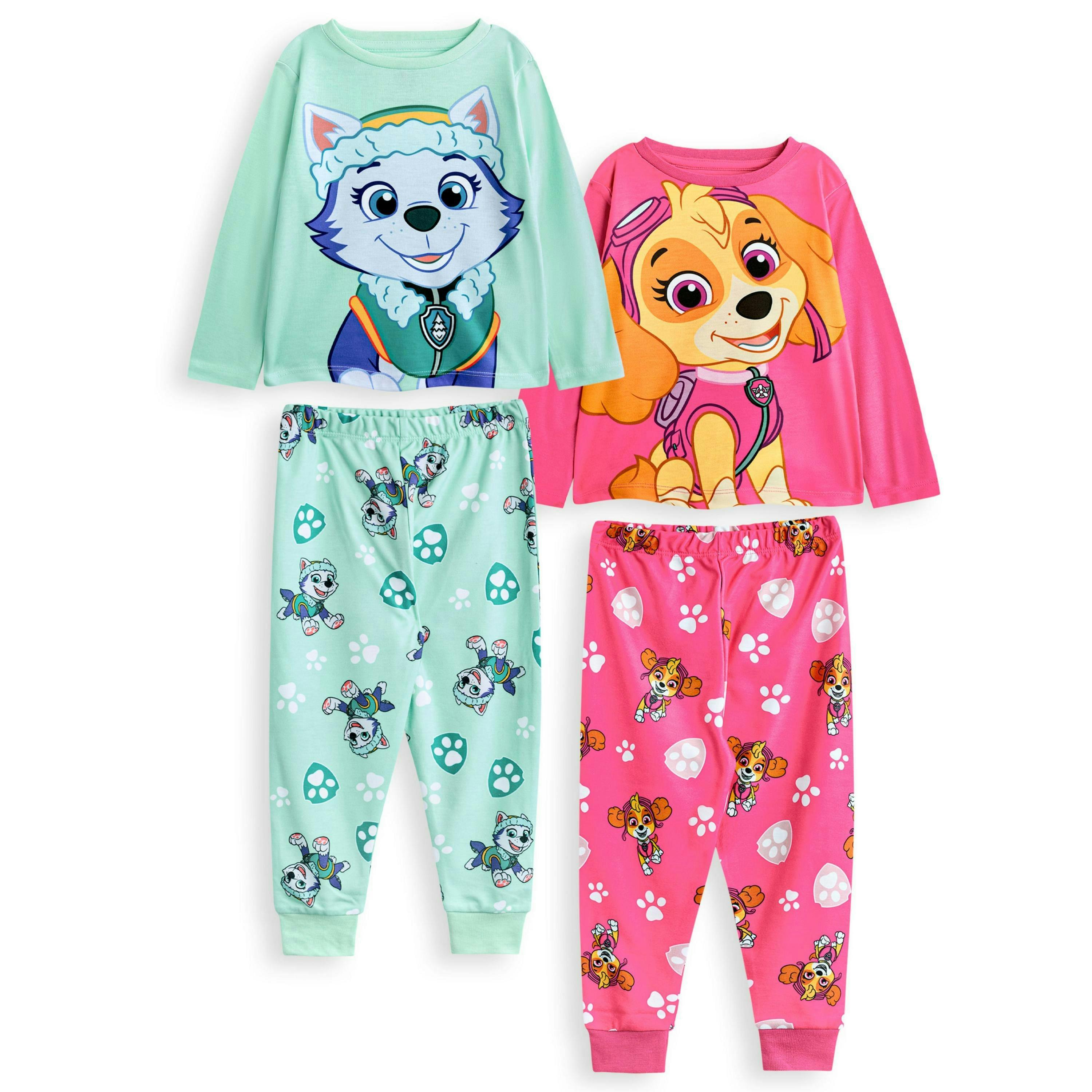Paw Patrol Girls Multicoloured Skye and Everest Multi-Pack of 2 Long Sleeve Long Leg Pyjama Set by Vanilla Underground , view 1 of 1