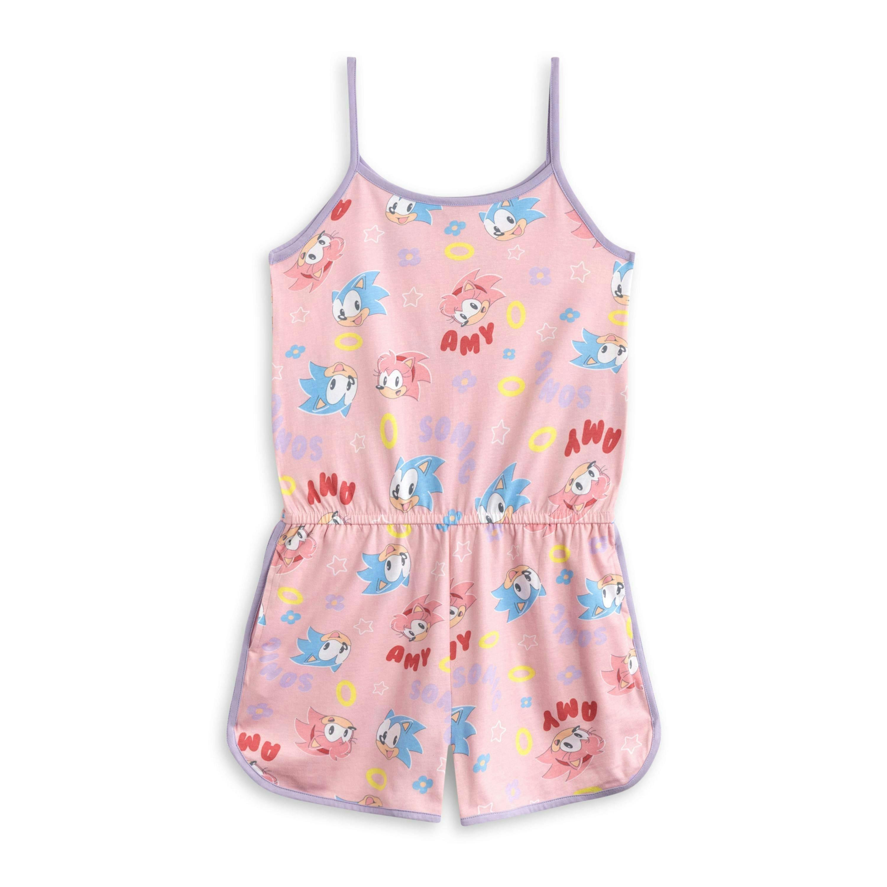 Sonic the Hedgehog Girls Pink Character Pastel Sleeveless Playsuit by Vanilla Underground , view 1 of 1
