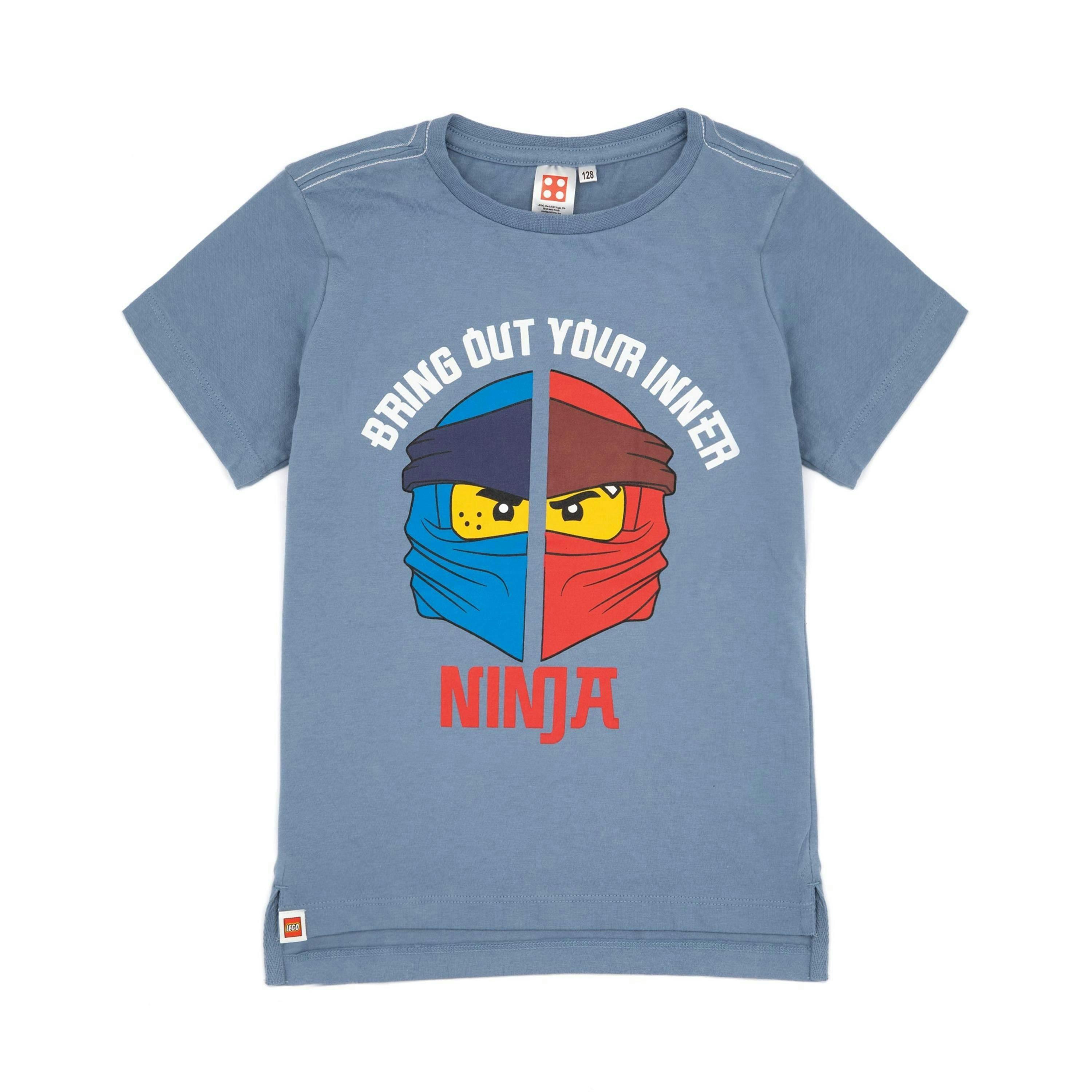 LEGO Boys Blue Ninja Warrior Placement Print Short Sleeved T-Shirt by Vanilla Underground , view 1 of 1