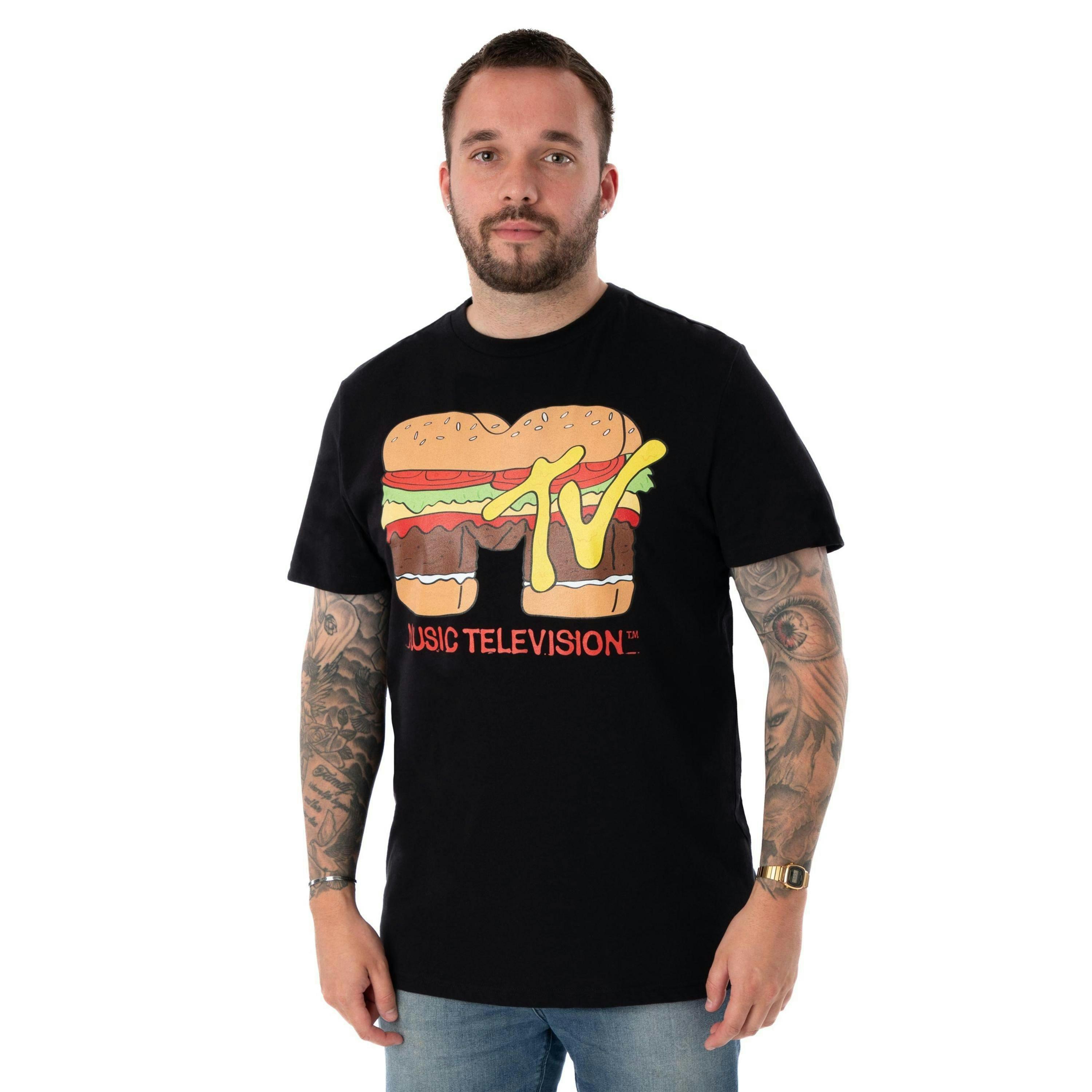MTV Unisex Black Burger Short Sleeved T-Shirt by Vanilla Underground , view 1 of 1