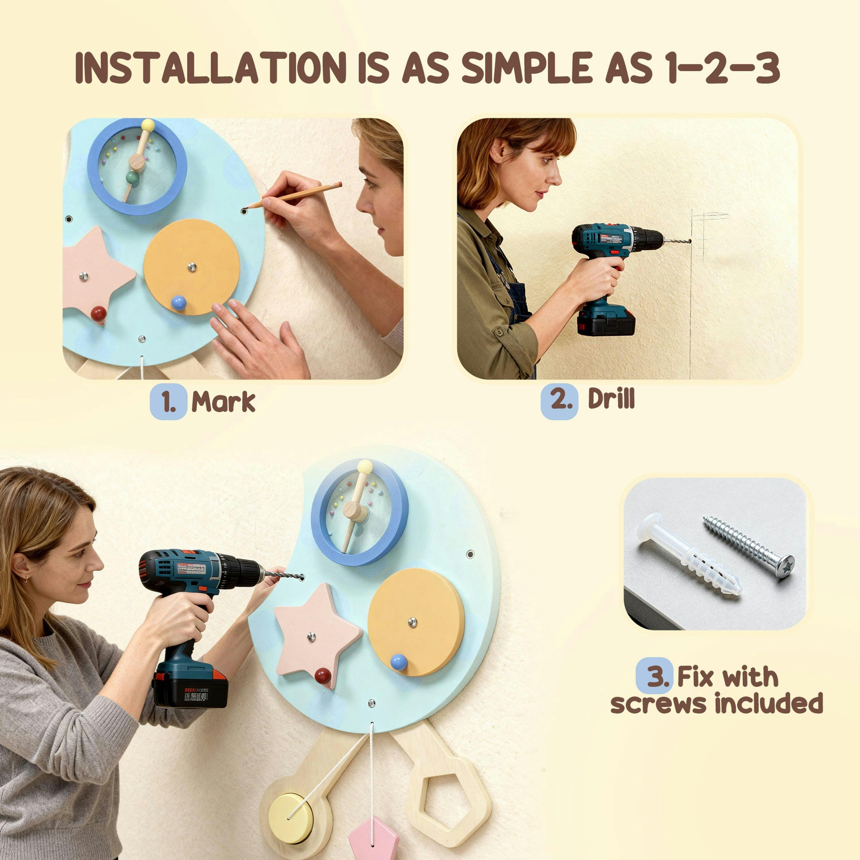 AIYAPLAY Caterpillar Busy Board, Sensory Wall Toy for Toddlers 3+ , view 6 of 6