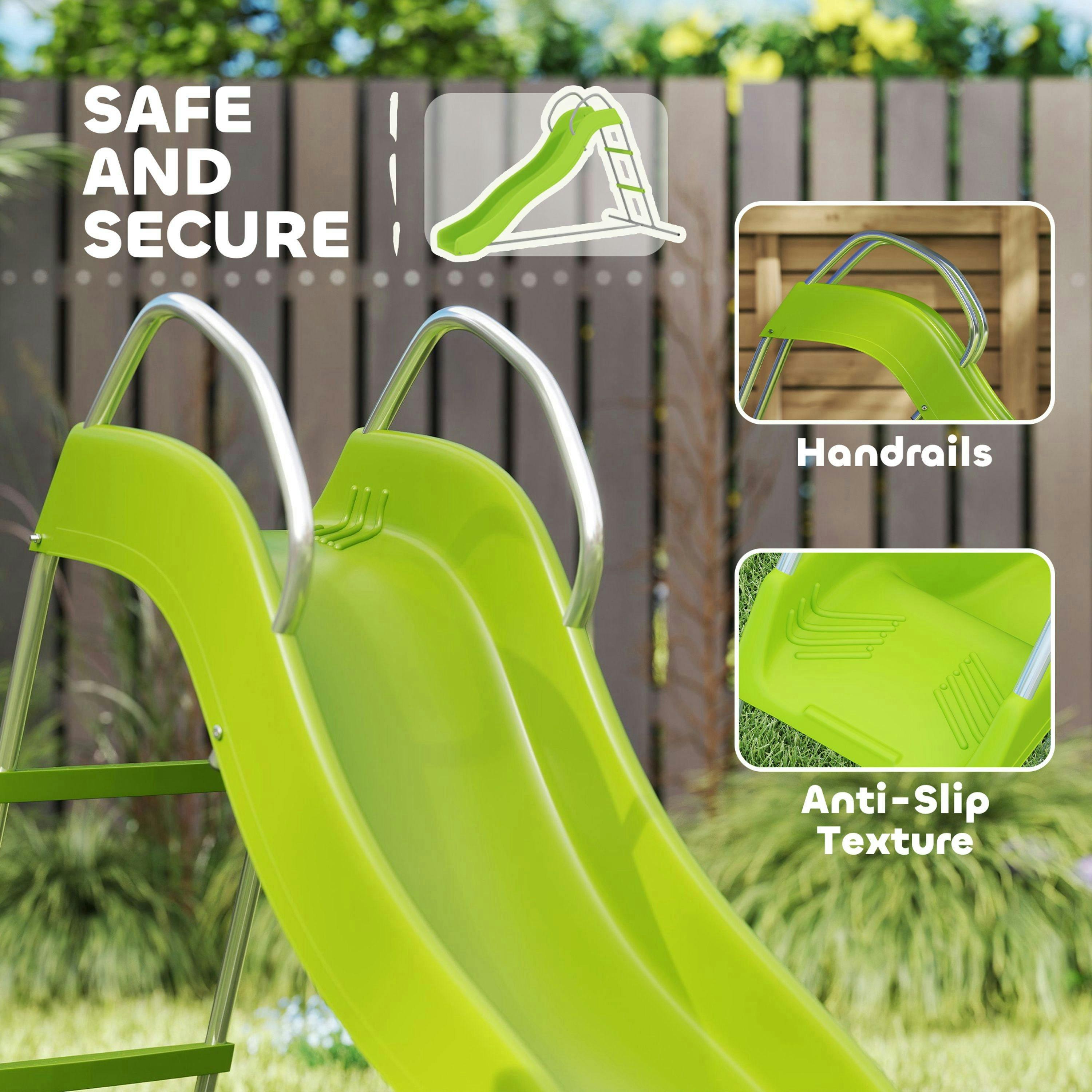 AIYAPLAY Freestanding Slide for Kids with Climbing Ladder, Green , view 4 of 6