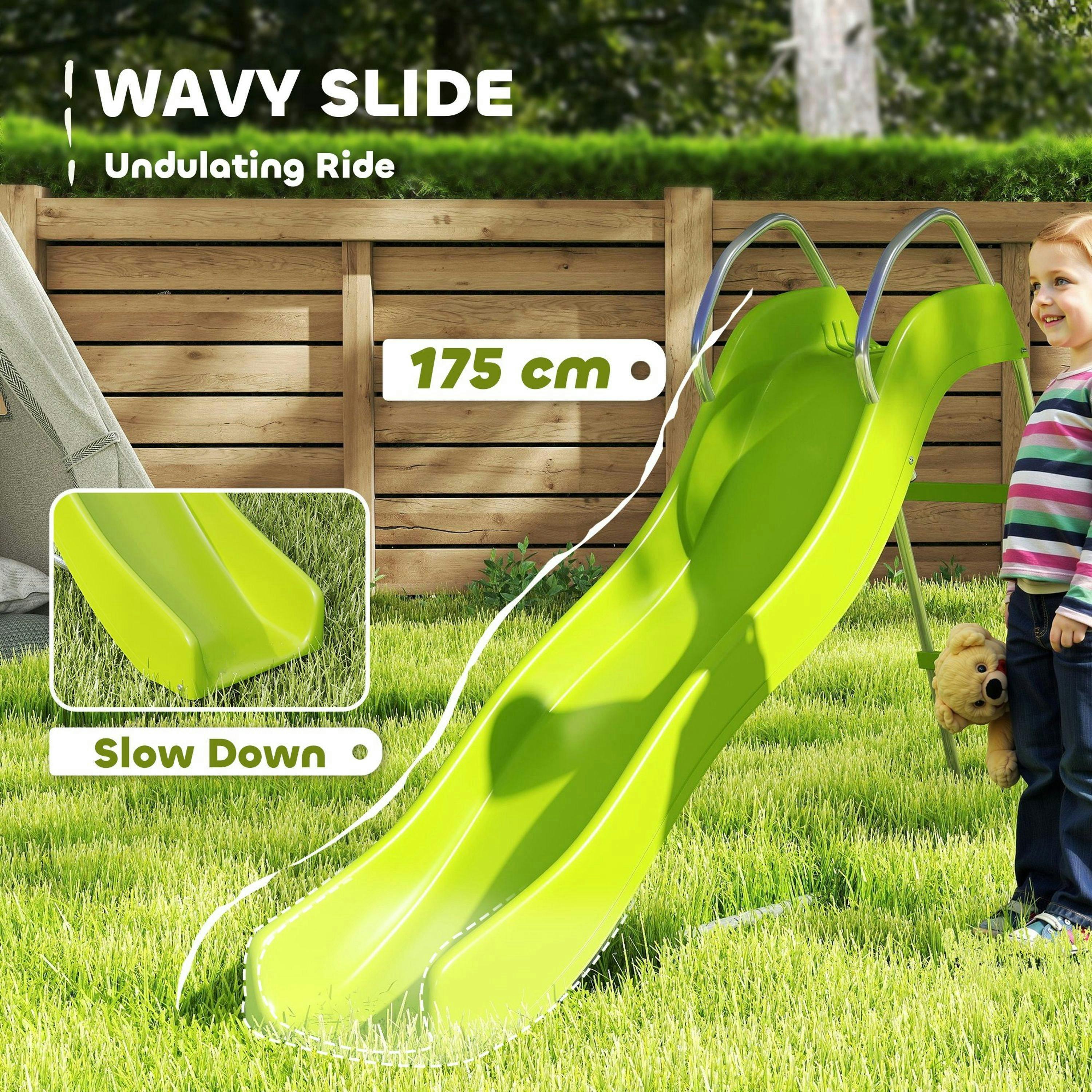 AIYAPLAY Freestanding Slide for Kids with Climbing Ladder, Green , view 5 of 6