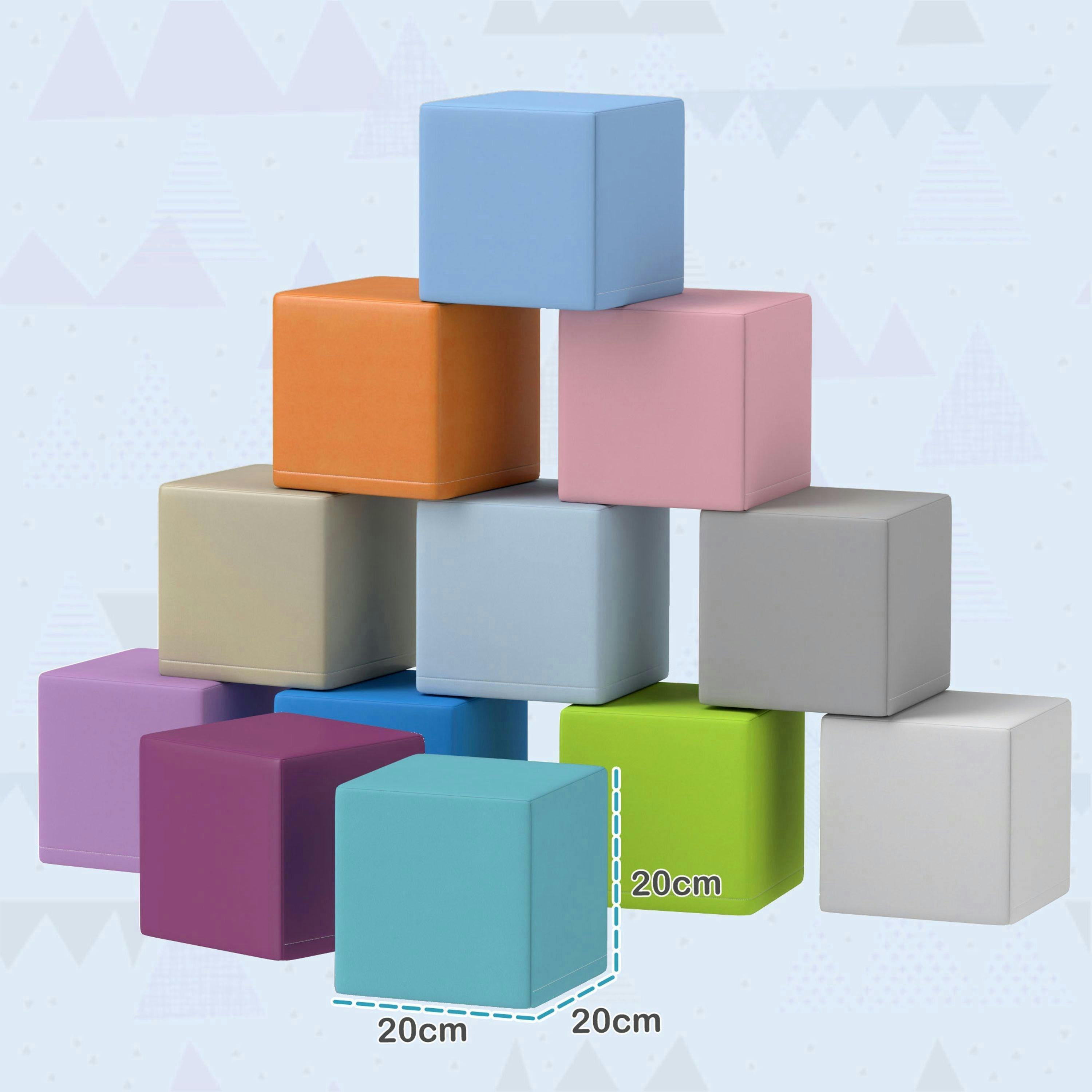 HOMCOM 12 PCs Soft Play Blocks Soft Foam Toy Blue , view 3 of 6