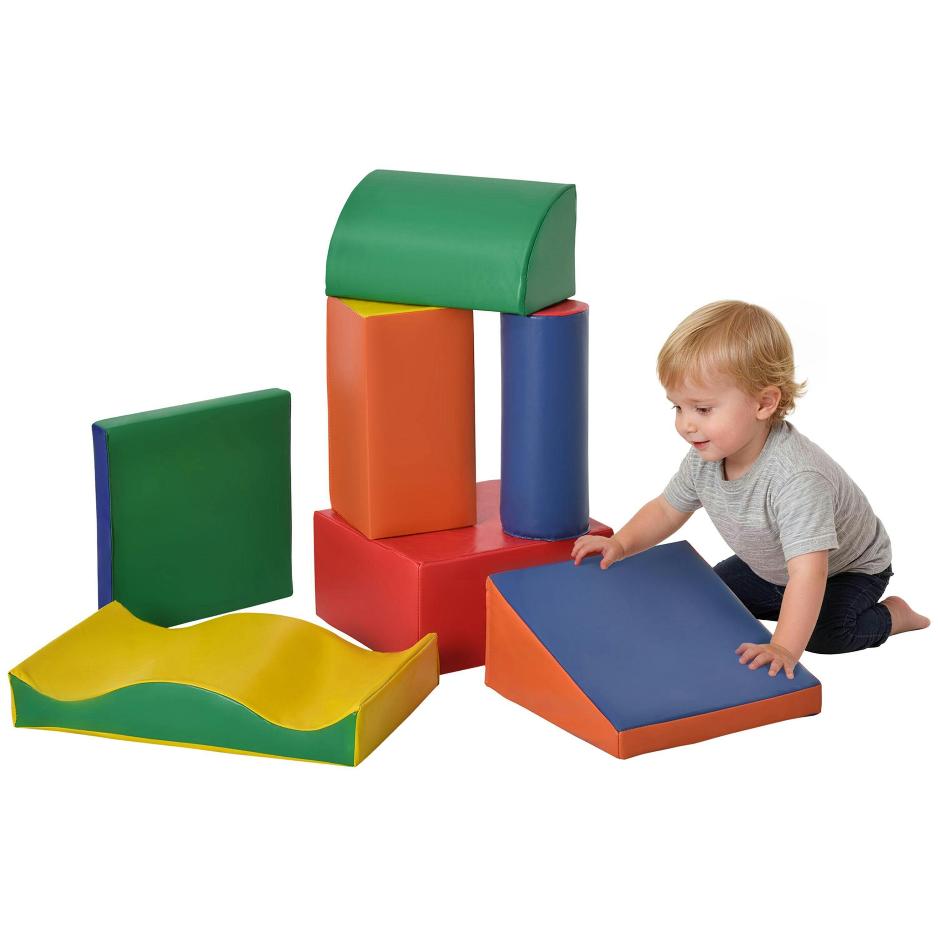 HOMCOM 7 Pcs Kids Soft Foam Puzzle Play Blocks Set Learning Toddler Activity , view 2 of 6