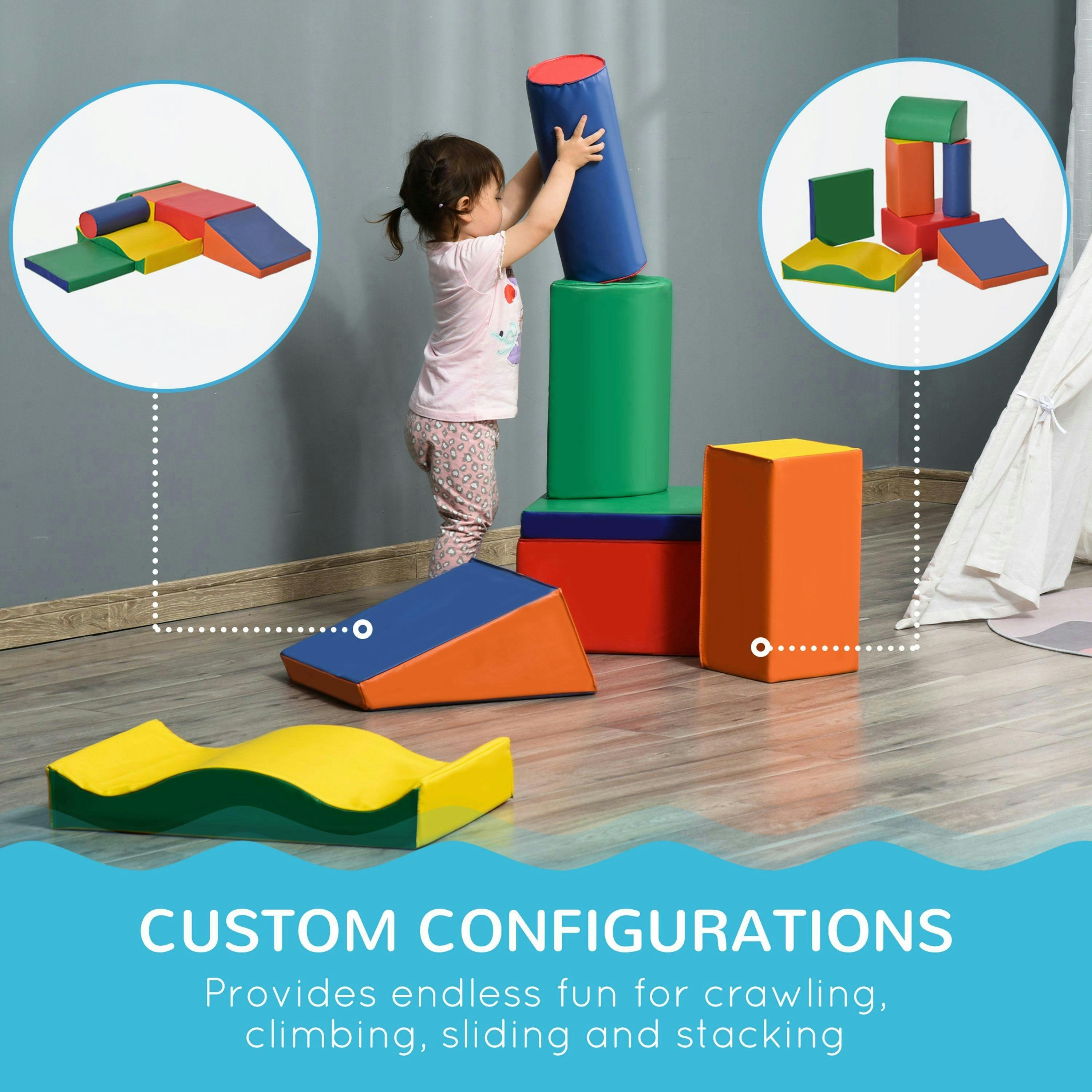 HOMCOM 7 Pcs Kids Soft Foam Puzzle Play Blocks Set Learning Toddler Activity , view 5 of 6