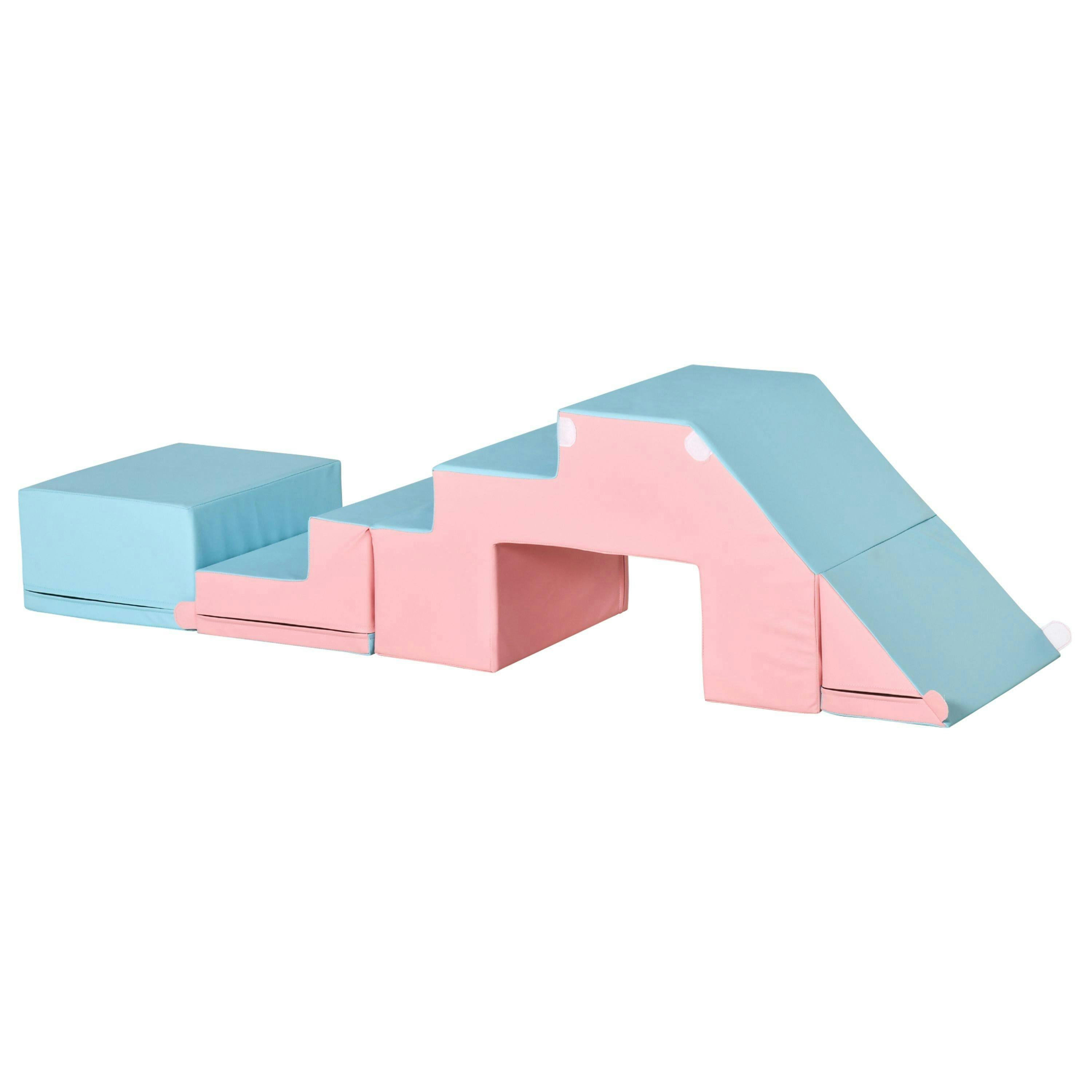 HOMCOM 2-piece Soft Play Set, Baby Foam Climber Block for Toddler, Pink Blue , view 2 of 6
