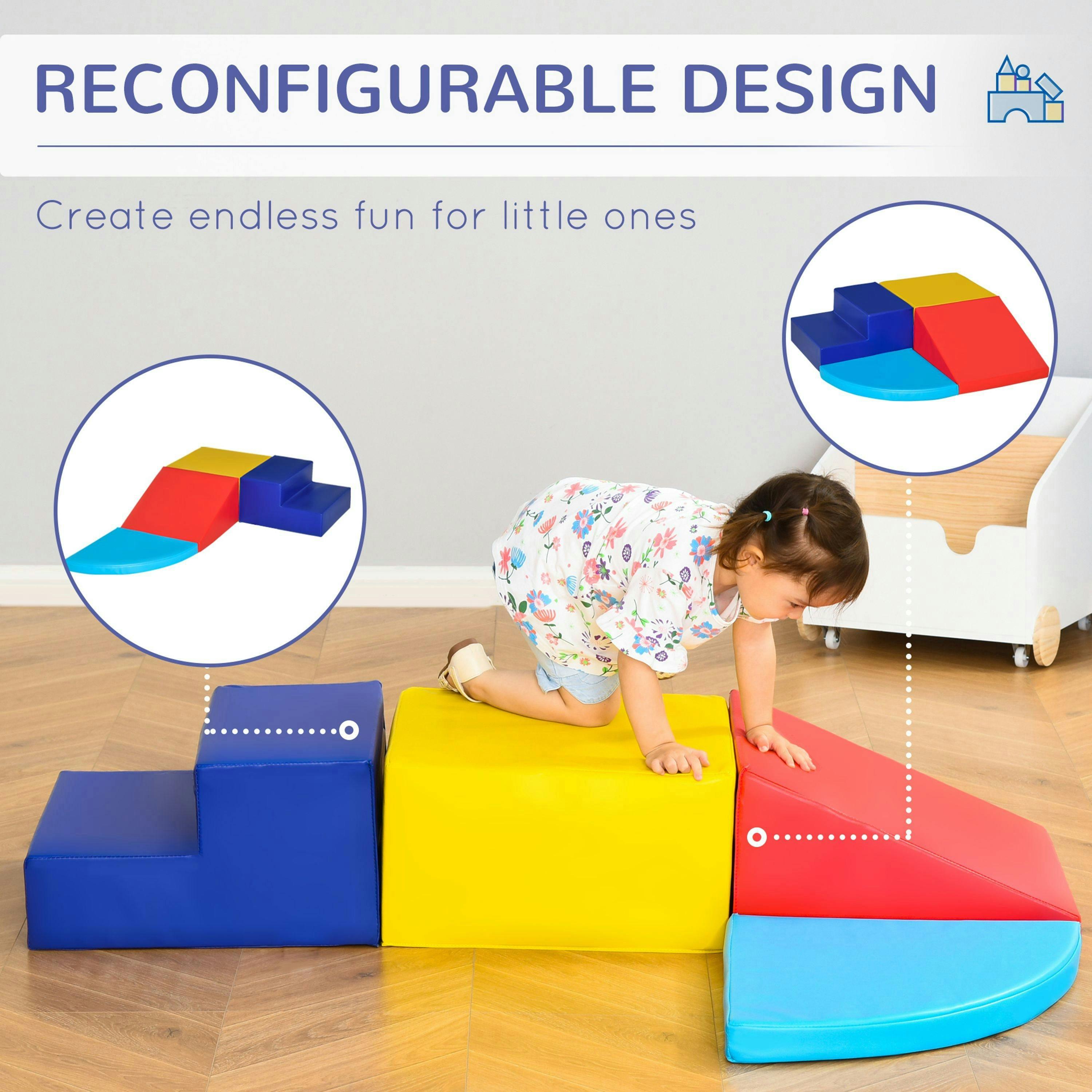 HOMCOM 4-piece Soft Play Set Climb and Crawl Foam Toddler Activity Toys , view 6 of 6