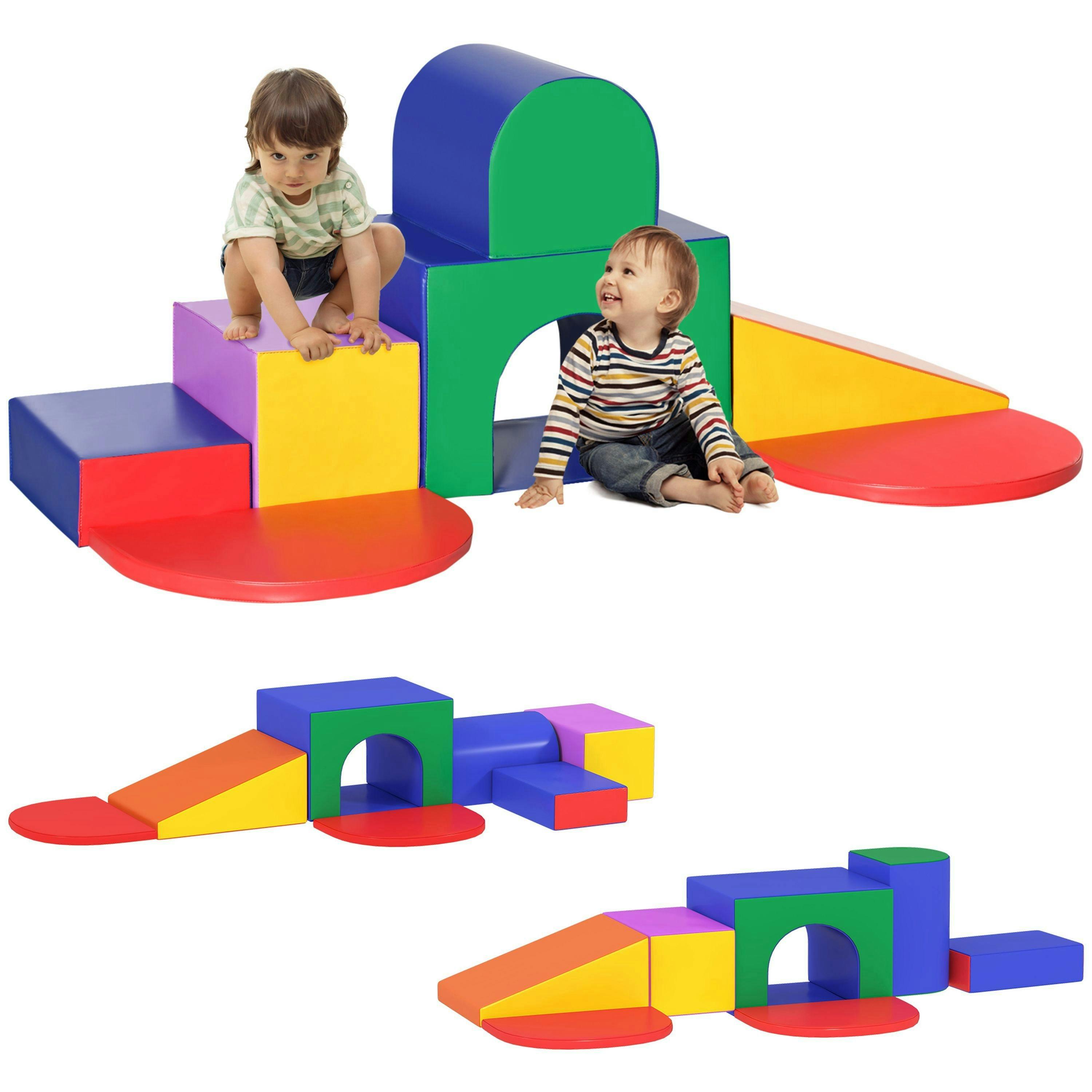 HOMCOM 7 Pieces Kids Foam Soft Play Set Toddler Indoor Climbers Play Structures , view 2 of 6