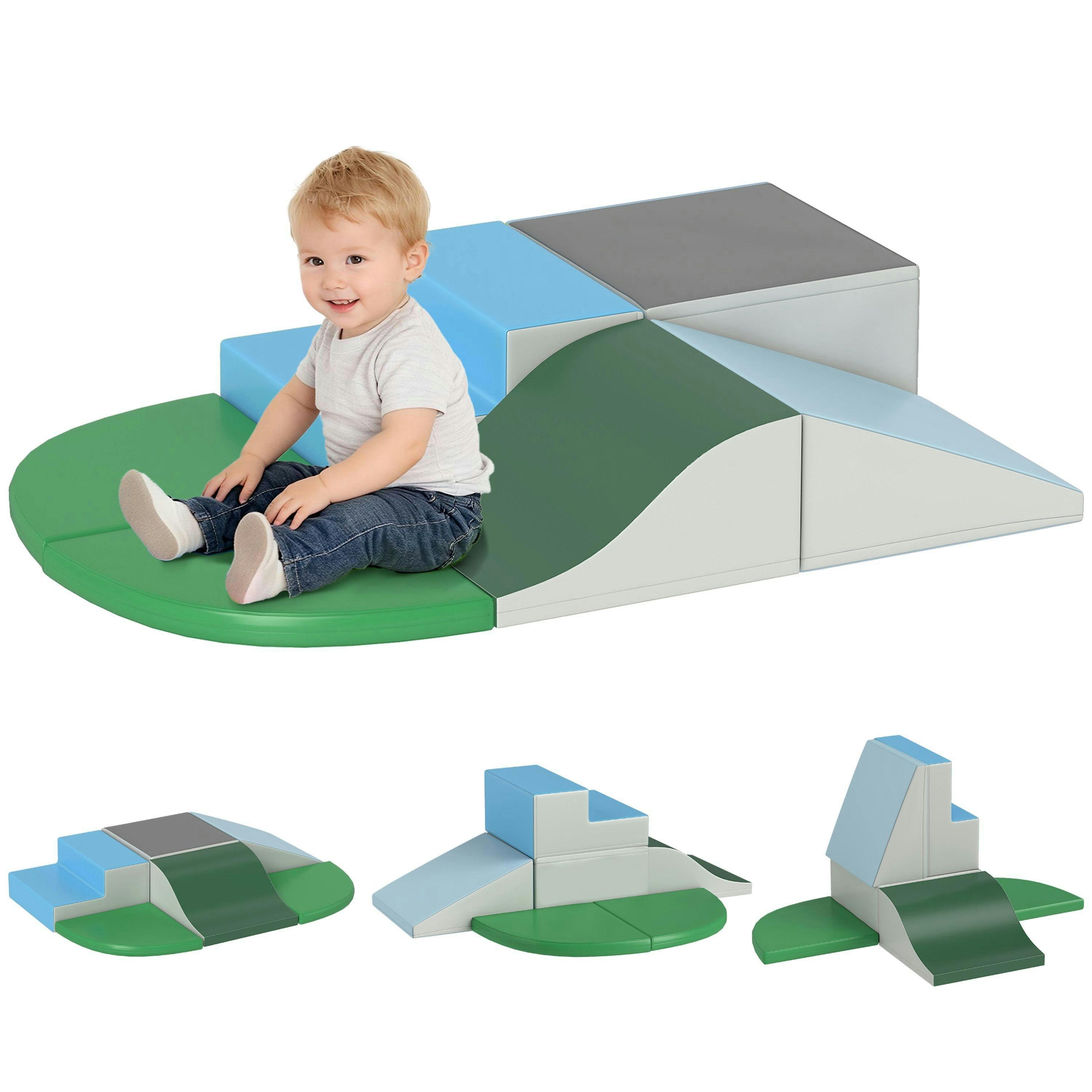 HOMCOM 6 Piece Soft Play Equipment for Kids Climb and Crawl, Multicoloured , view 2 of 6
