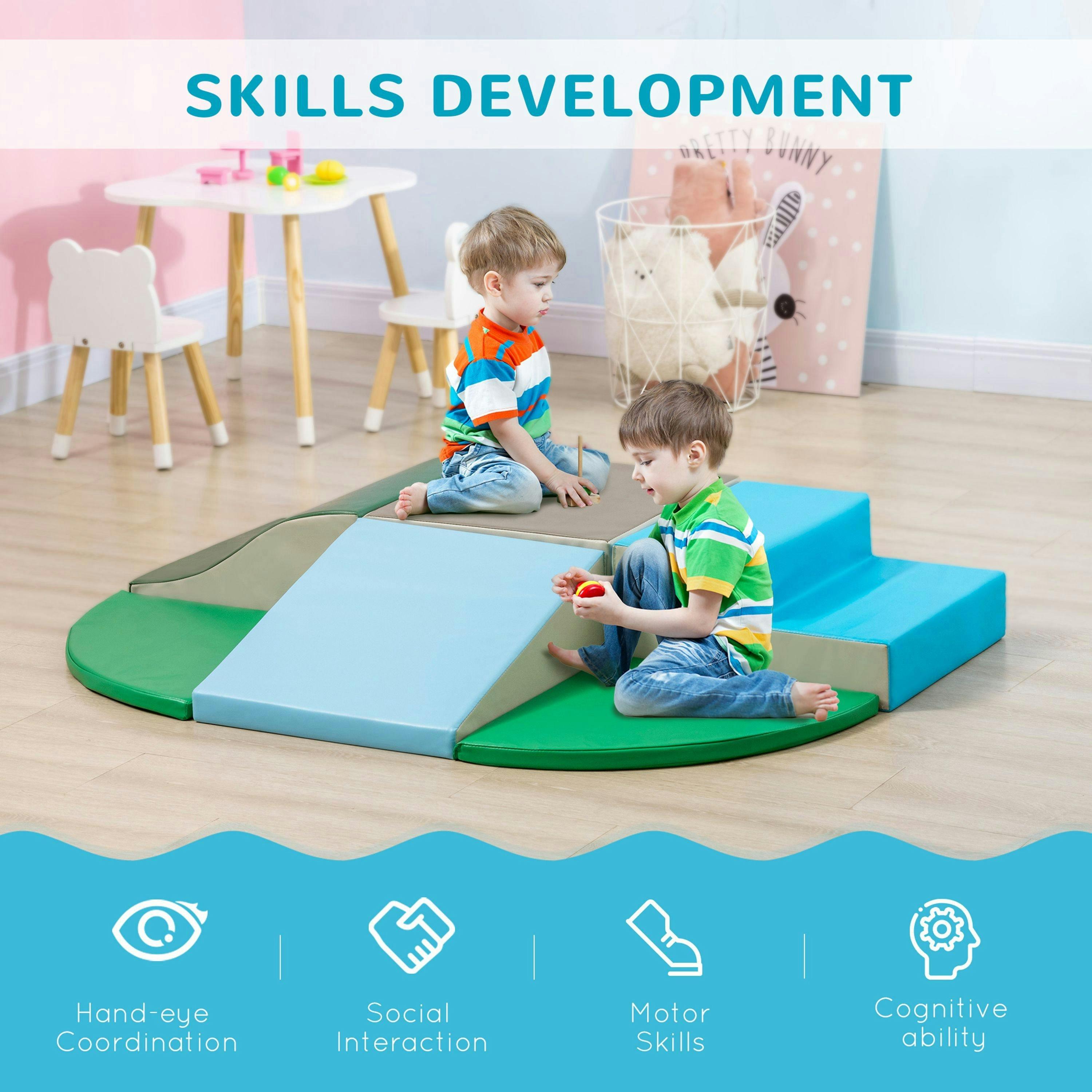 HOMCOM 6 Piece Soft Play Equipment for Kids Climb and Crawl, Multicoloured , view 4 of 6