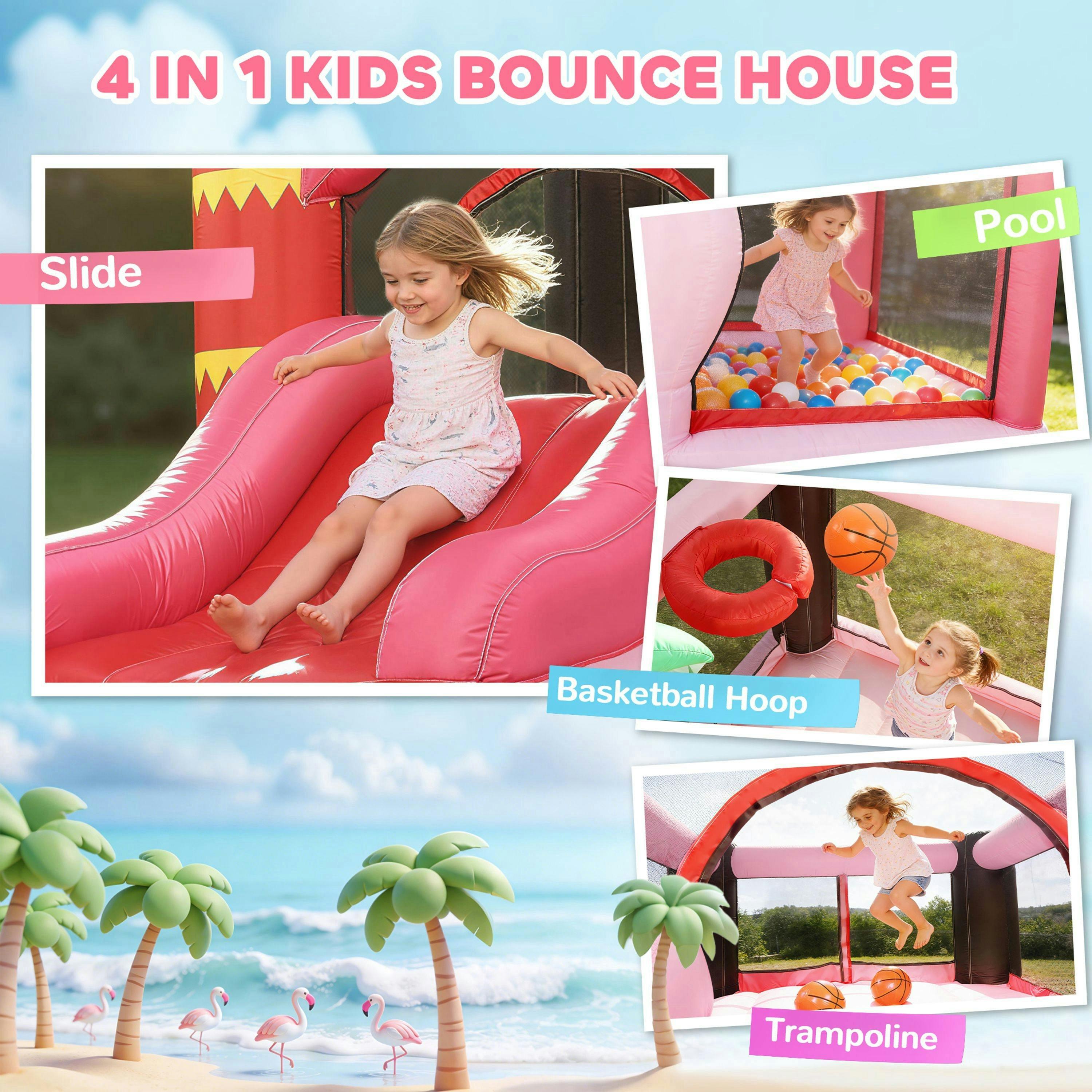 AIYAPLAY Kids Inflatable Bounce House with Blower for Indoor Outdoor, Pink , view 4 of 6