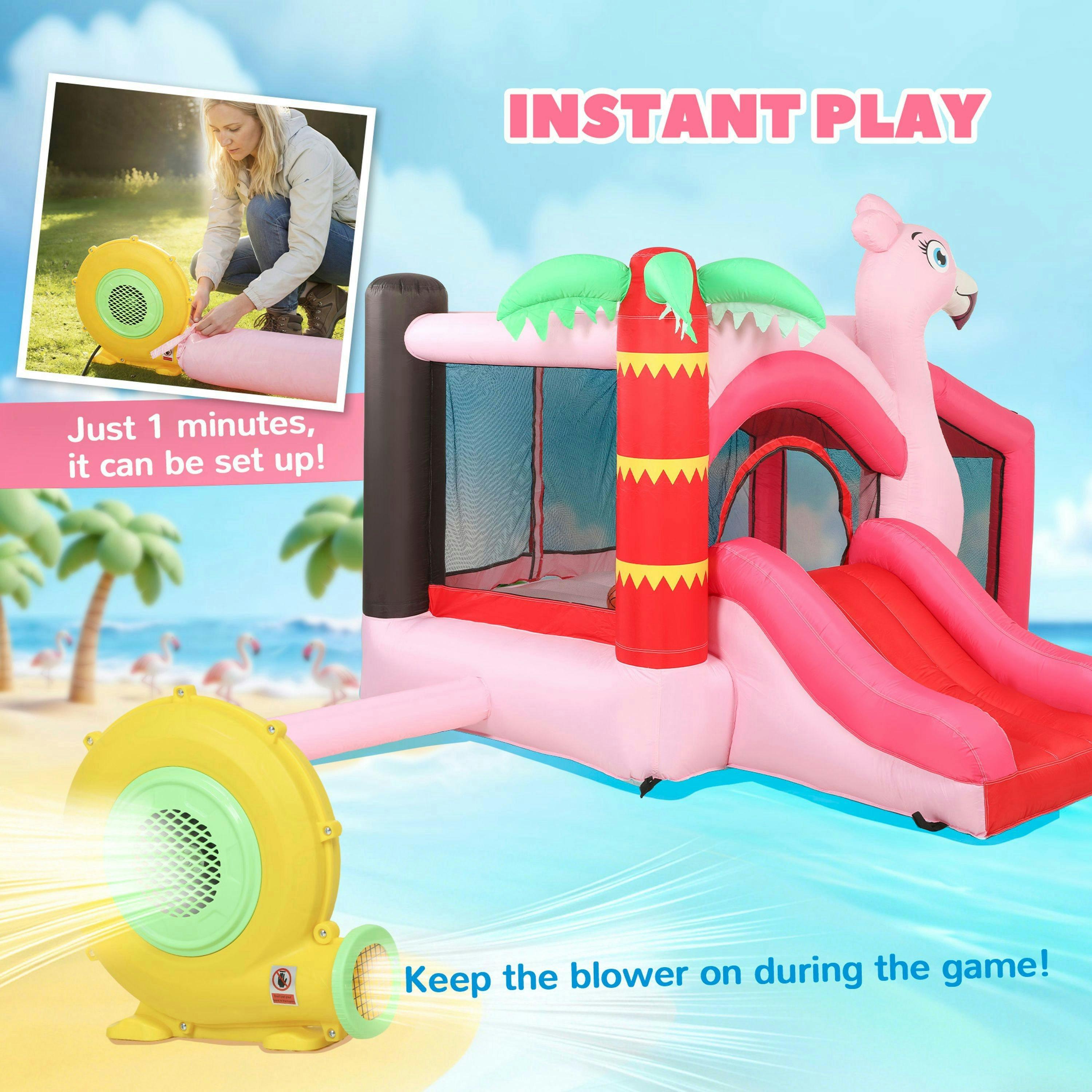 AIYAPLAY Kids Inflatable Bounce House with Blower for Indoor Outdoor, Pink , view 6 of 6
