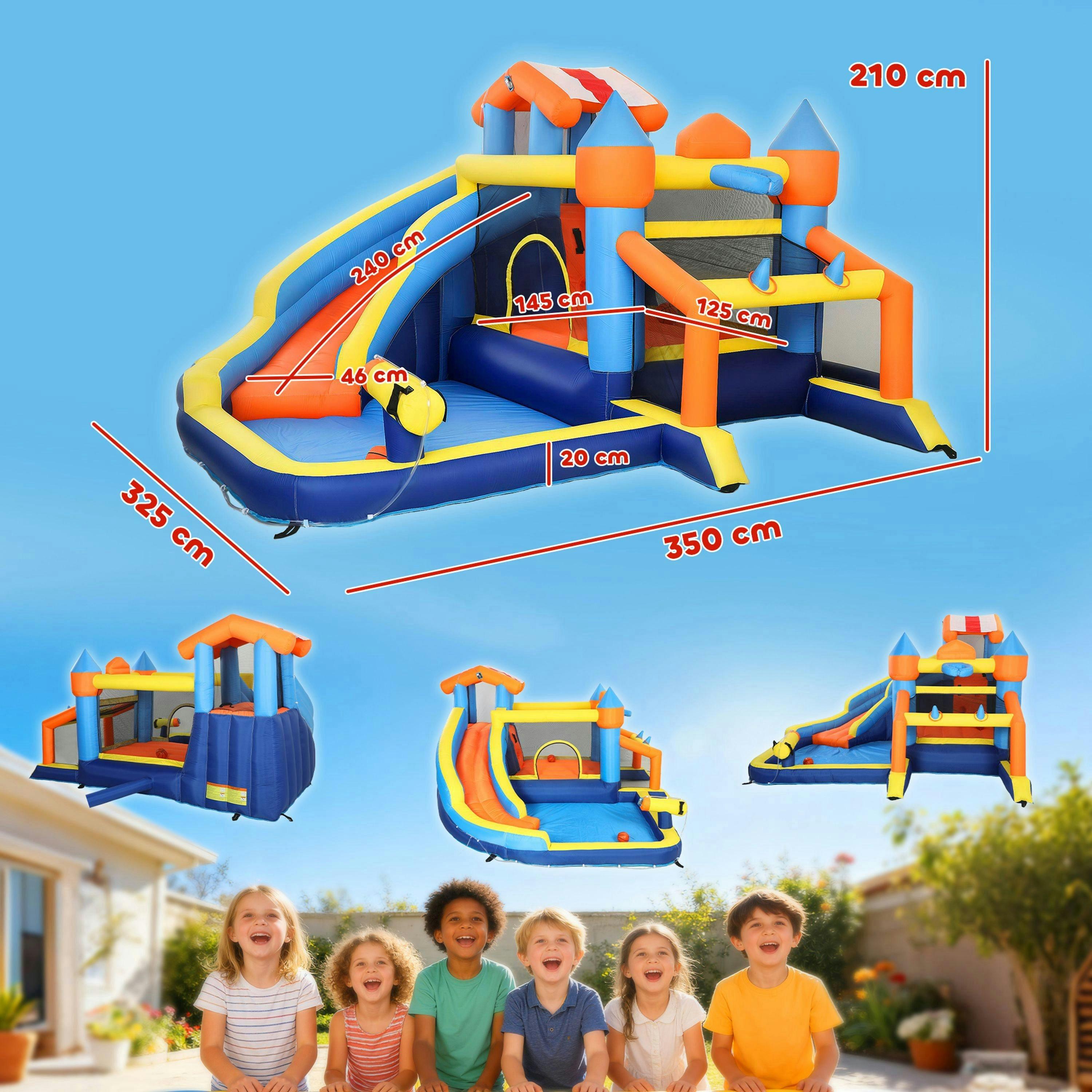 AIYAPLAY Inflatable Bounce House with Long Slide, Splash Pool, 550W Blower , view 3 of 6
