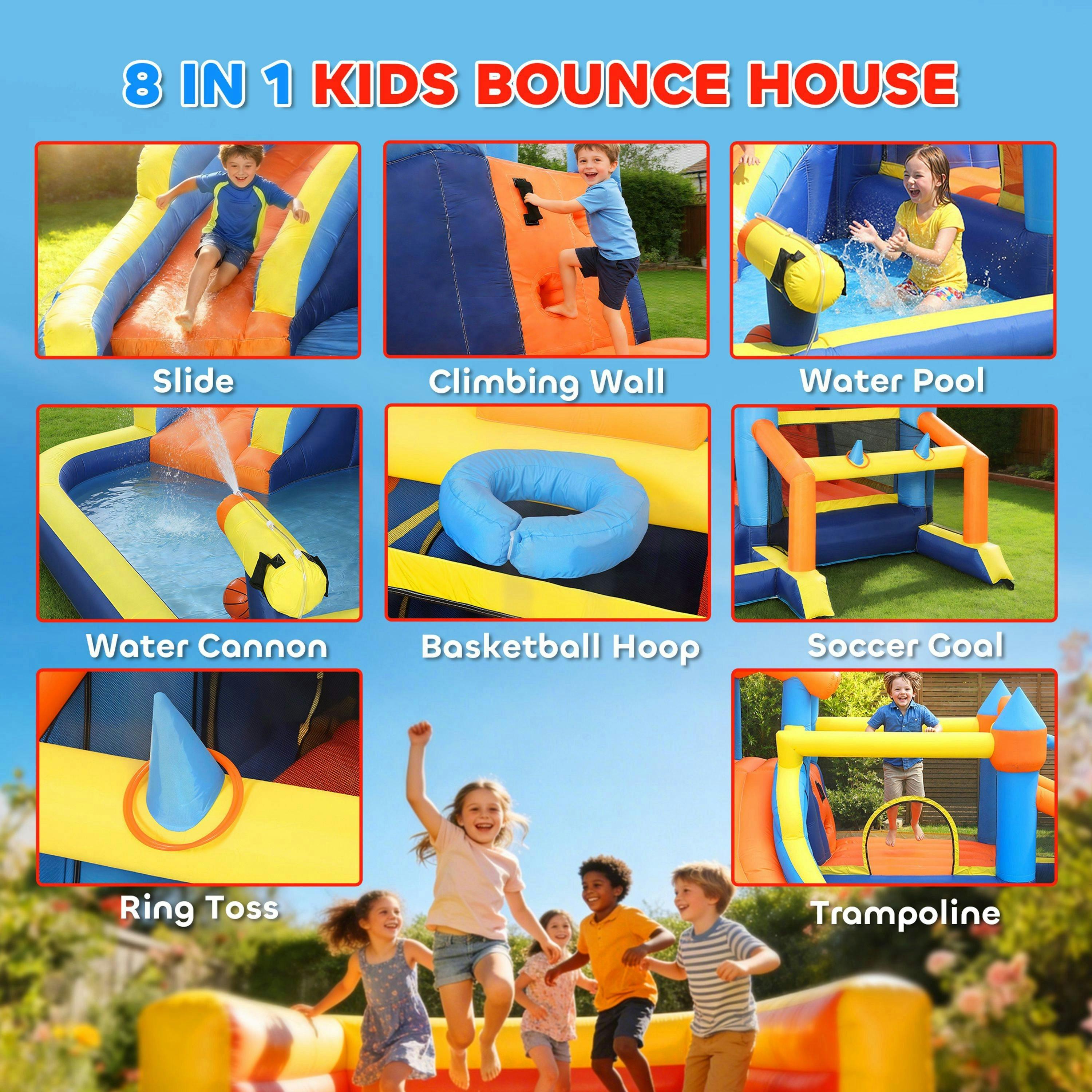 AIYAPLAY Inflatable Bounce House with Long Slide, Splash Pool, 550W Blower , view 4 of 6