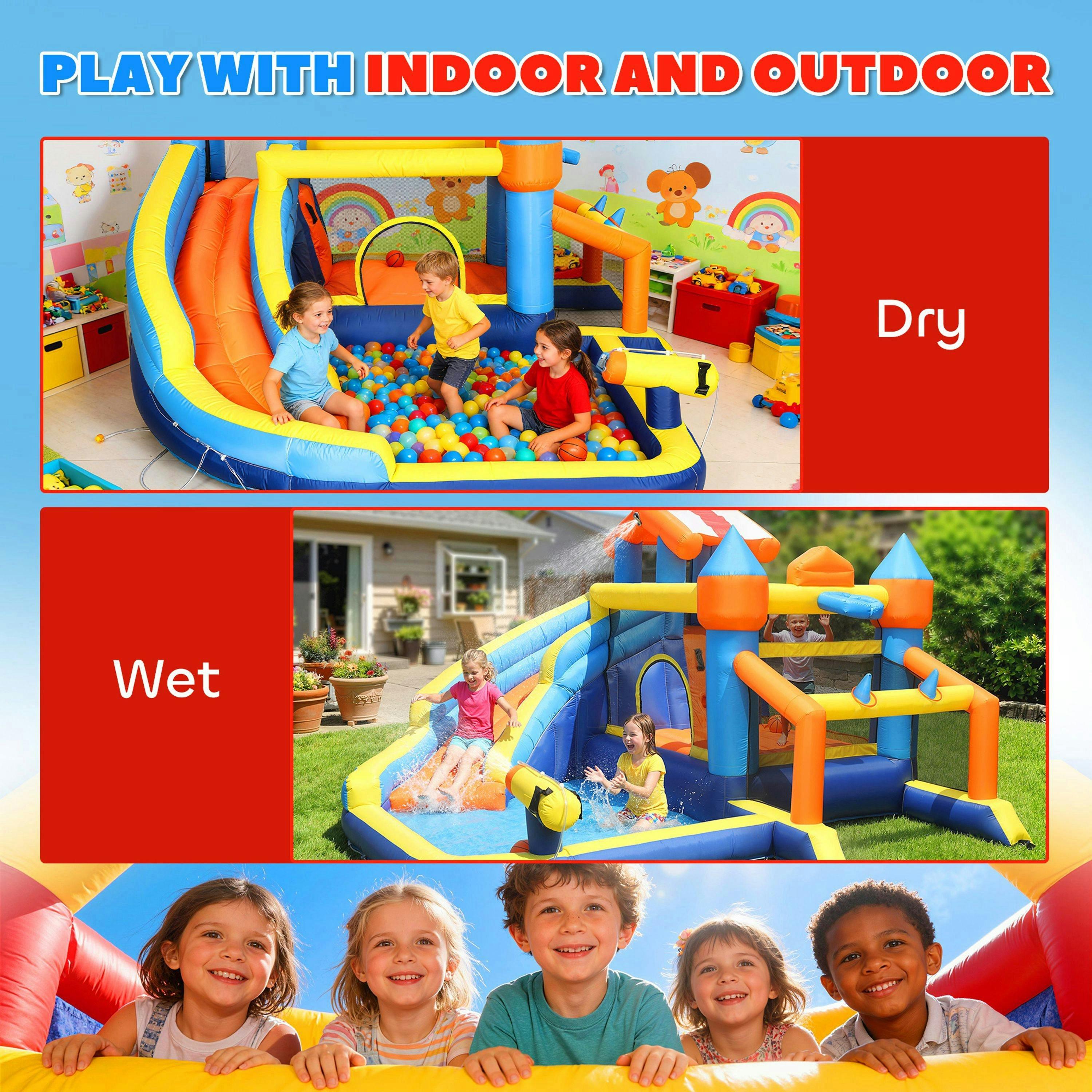 AIYAPLAY Inflatable Bounce House with Long Slide, Splash Pool, 550W Blower , view 6 of 6