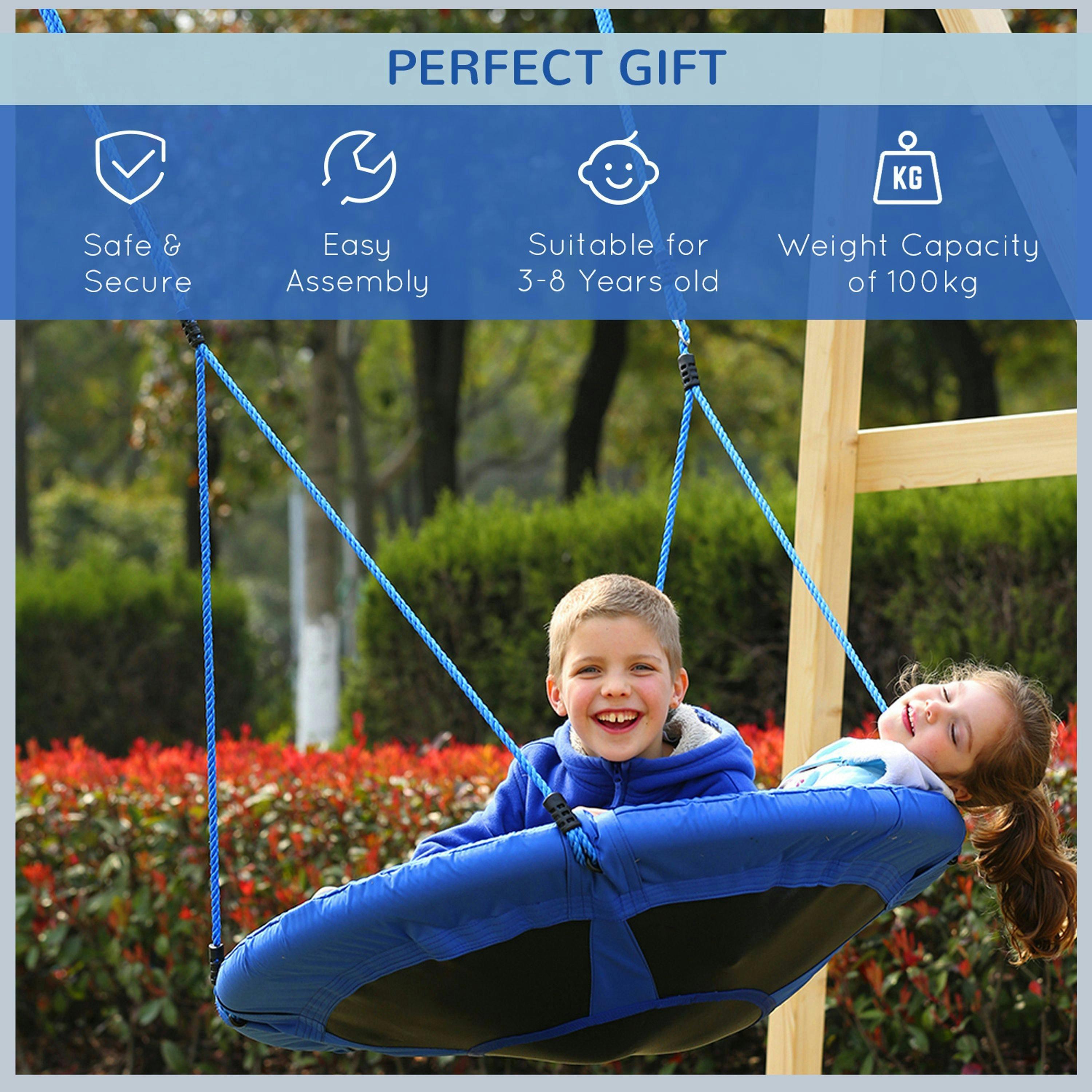 HOMCOM Round Swing Kids Game Spin Rope Playground Steel Playroom , view 4 of 6
