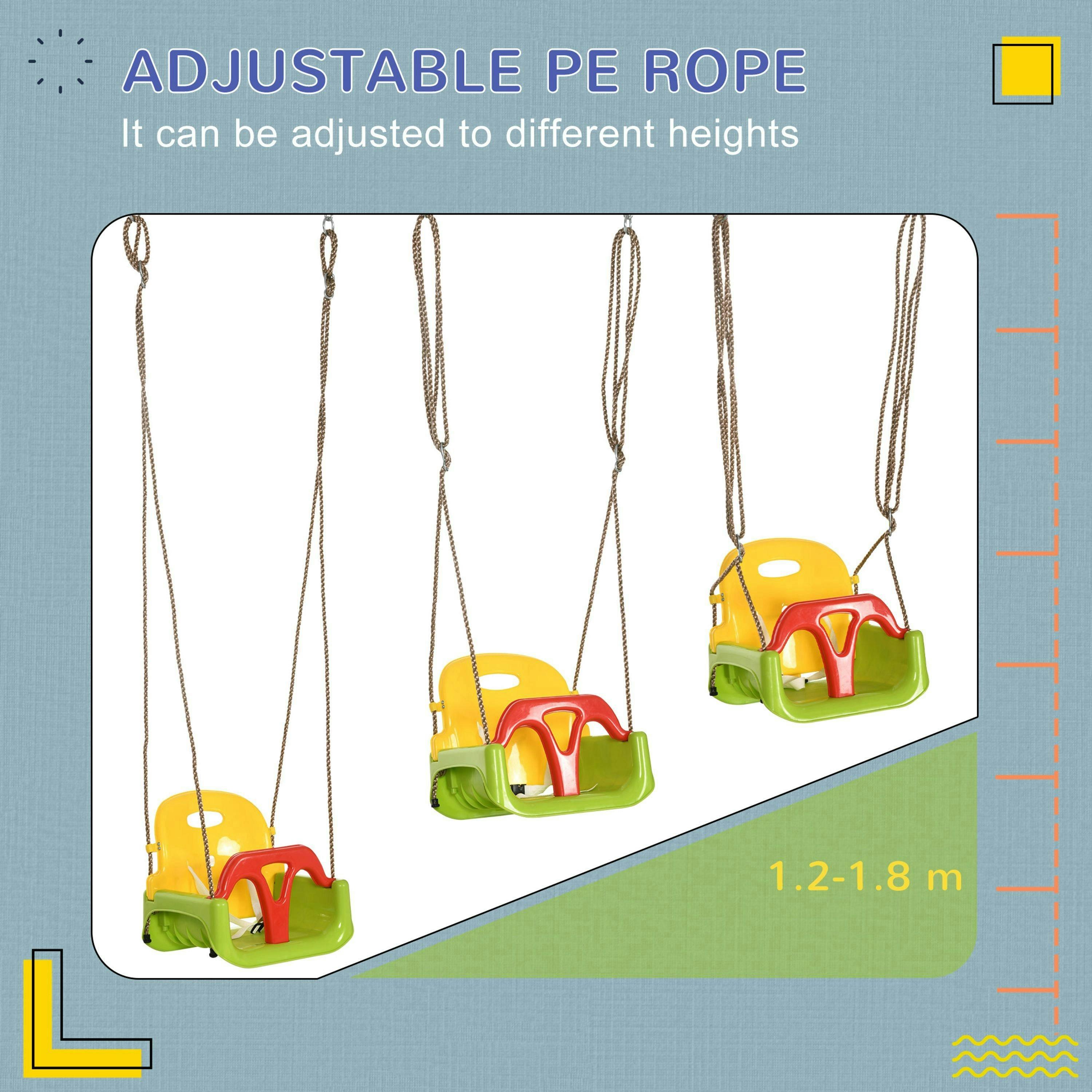 Outsunny 3 in 1 Kids Swing Seat, Adjustable Toddler Swing Chair , view 5 of 6